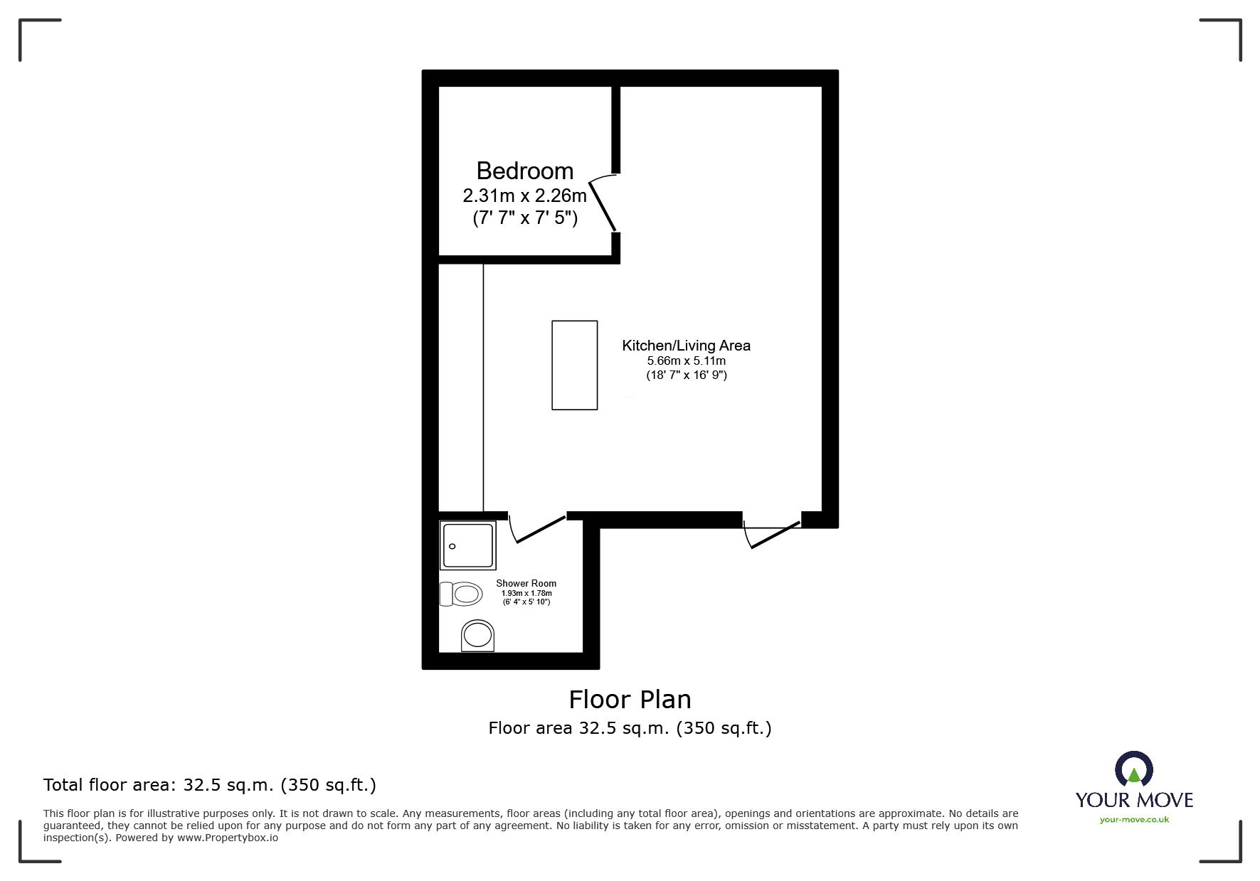 Floorplan of 1 bedroom  Flat to rent, Oak Road, Tunbridge Wells, Kent, TN2