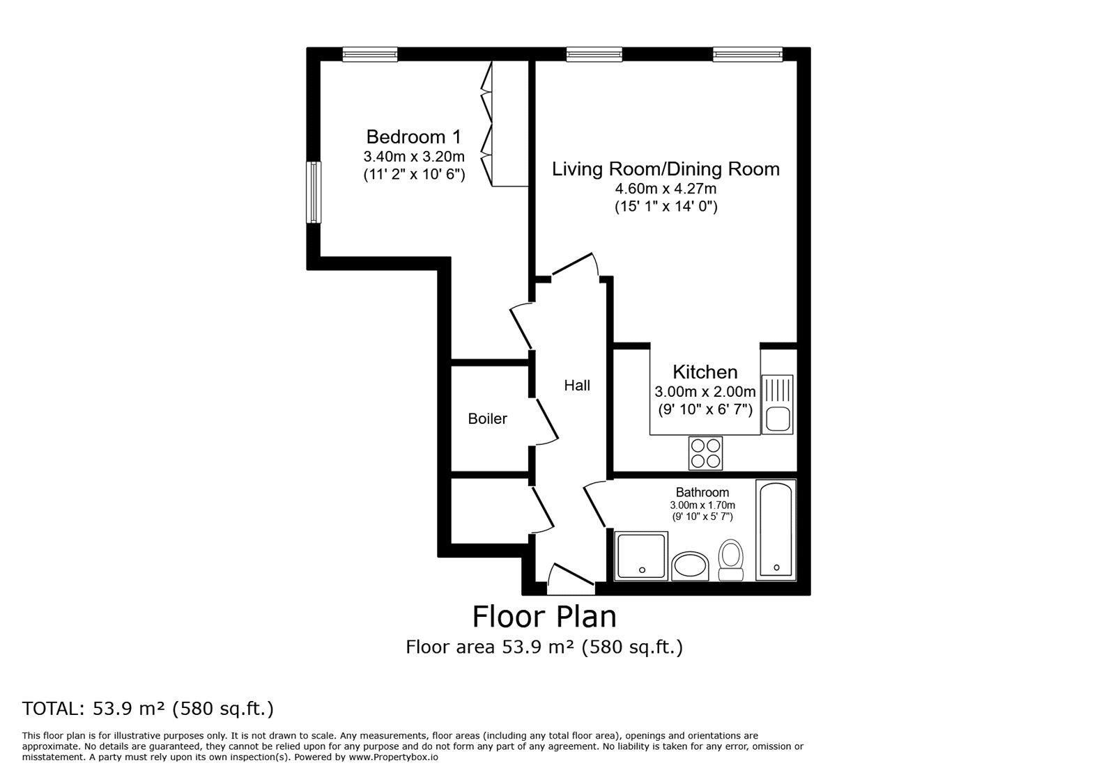 Floorplan of 1 bedroom  Flat for sale, Molyneux Park Road, Tunbridge Wells, Kent, TN4