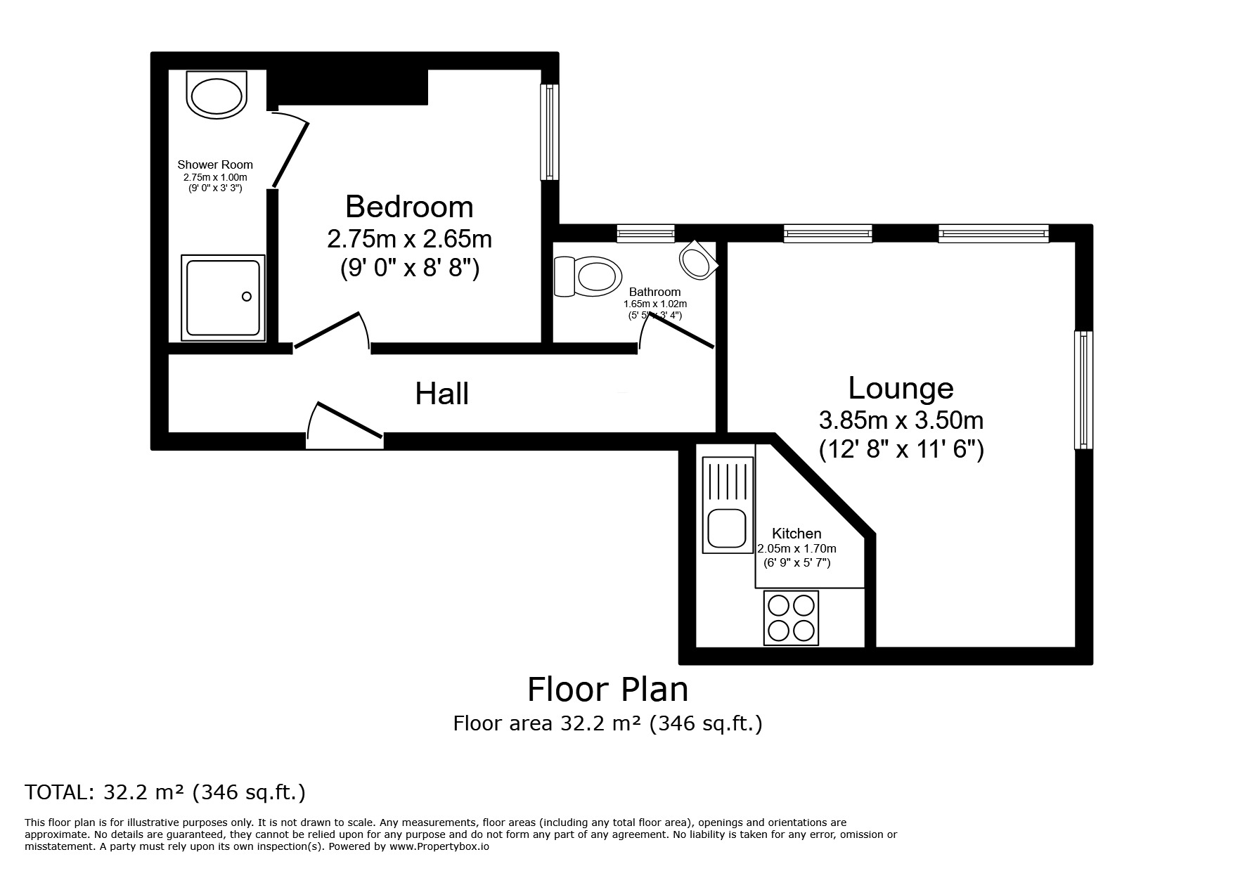 Floorplan of 1 bedroom Flat to rent, Grove Hill Road, Tunbridge Wells, Kent, TN1