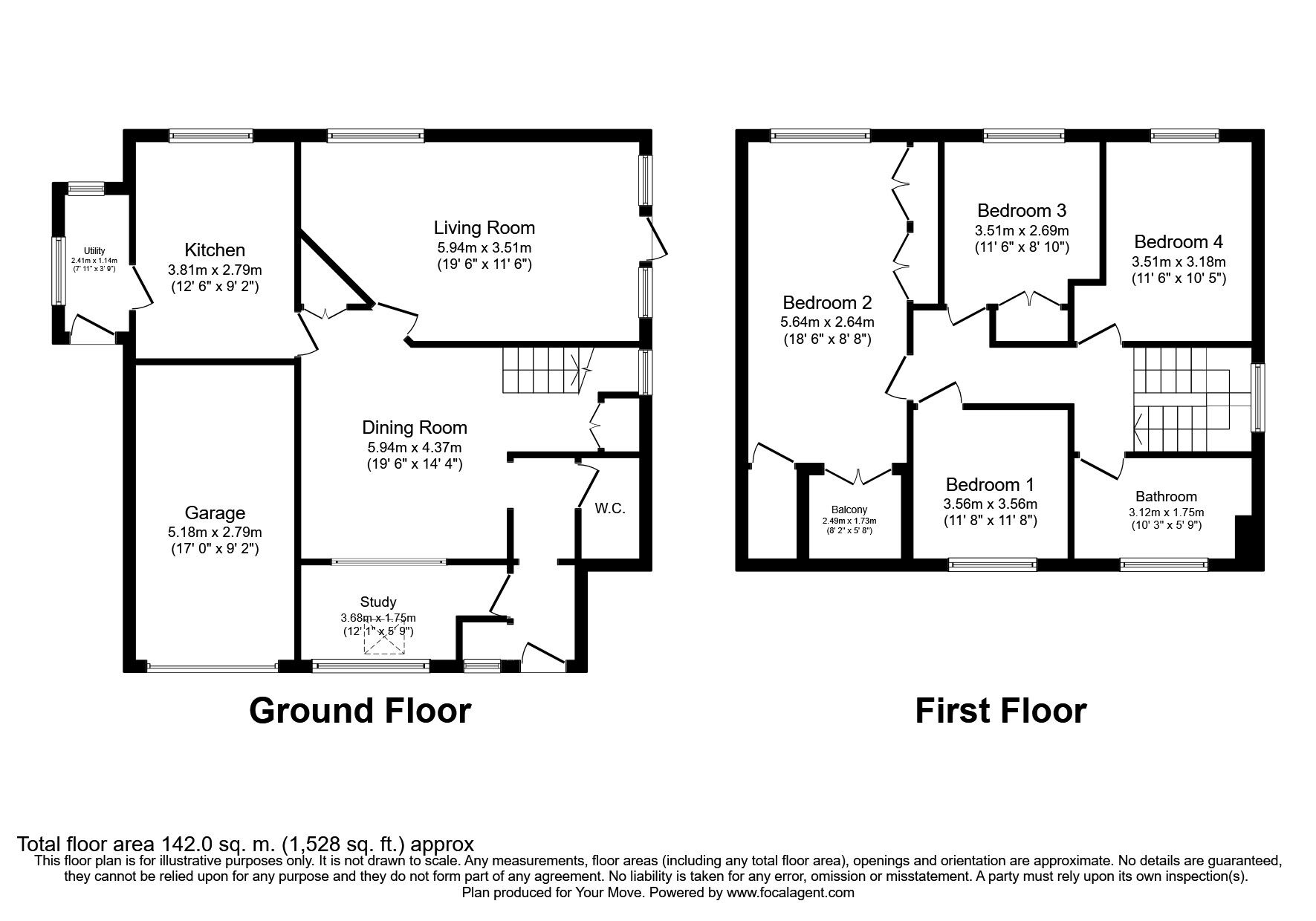 Floorplan of 4 bedroom Detached House to rent, Sweeps Hill Close, Pembury, Kent, TN2