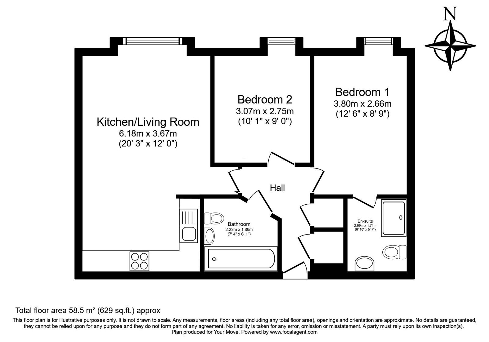 Floorplan of 2 bedroom  Flat for sale, Exchange Mews, Culverden Park Road, Kent, TN4