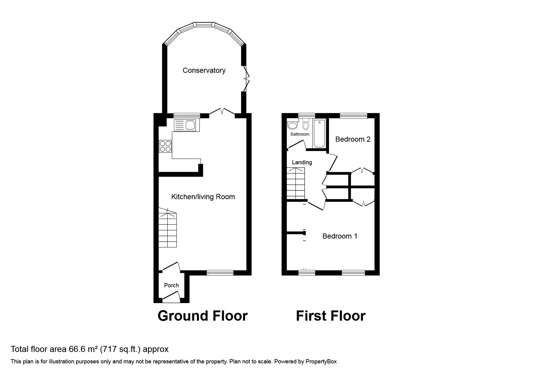 Floorplan of 2 bedroom End Terrace House for sale, Hawkenbury Mead, Tunbridge Wells, Kent, TN2