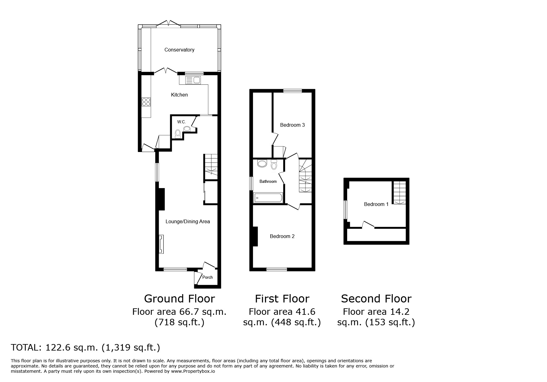 Floorplan of 3 bedroom Semi Detached House for sale, Church Road, Pembury, Kent, TN2