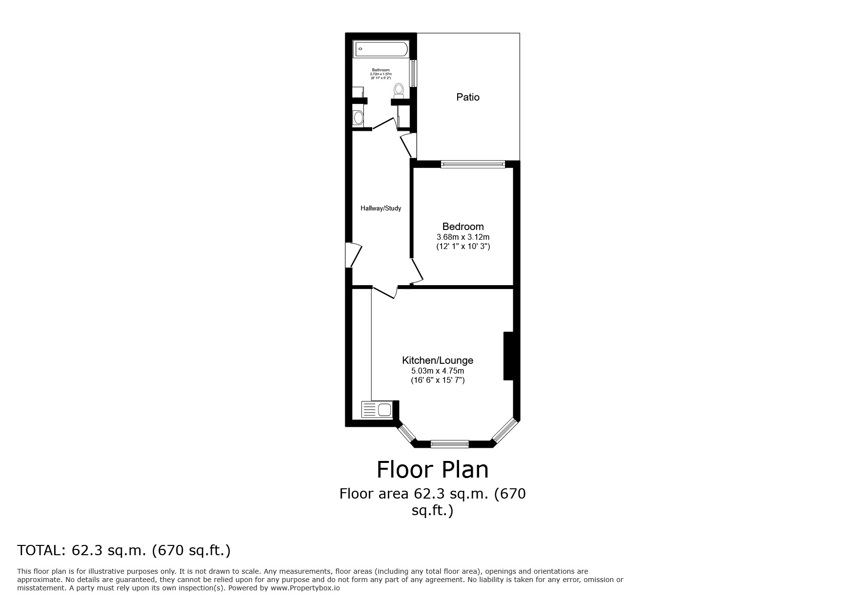 Floorplan of 1 bedroom  Flat to rent, Lime Hill Road, Tunbridge Wells, Kent, TN1