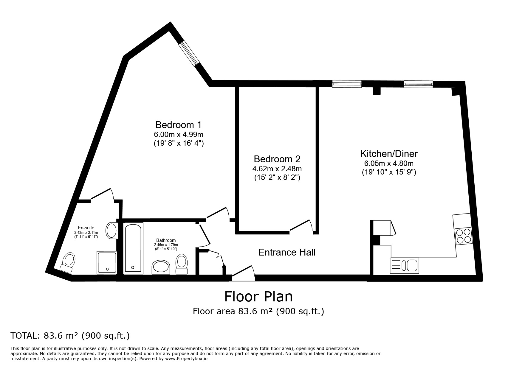 Floorplan of 2 bedroom Flat for sale, Nevill Street, Tunbridge Wells, Kent, TN2
