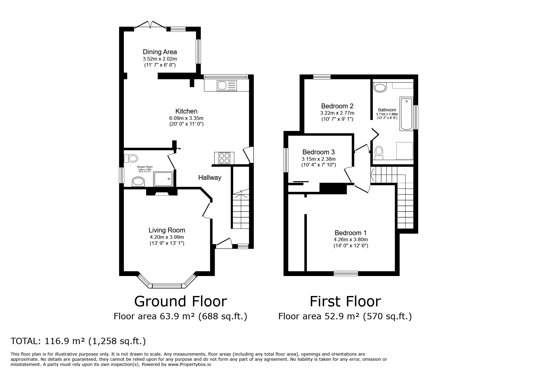 Floorplan of 3 bedroom Detached House for sale, Henwood Green Road, Pembury, Kent, TN2