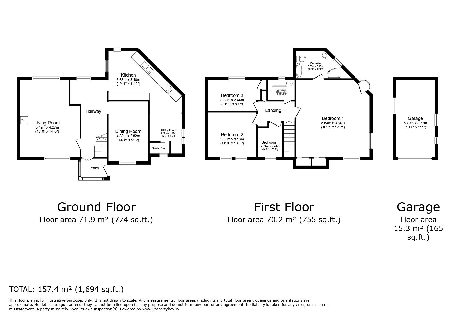 Floorplan of 4 bedroom Detached House for sale, The Greenways, Paddock Wood, Kent, TN12