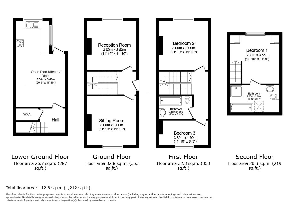 Floorplan of 3 bedroom End Terrace House to rent, Clifton Road, Tunbridge Wells, Kent, TN2