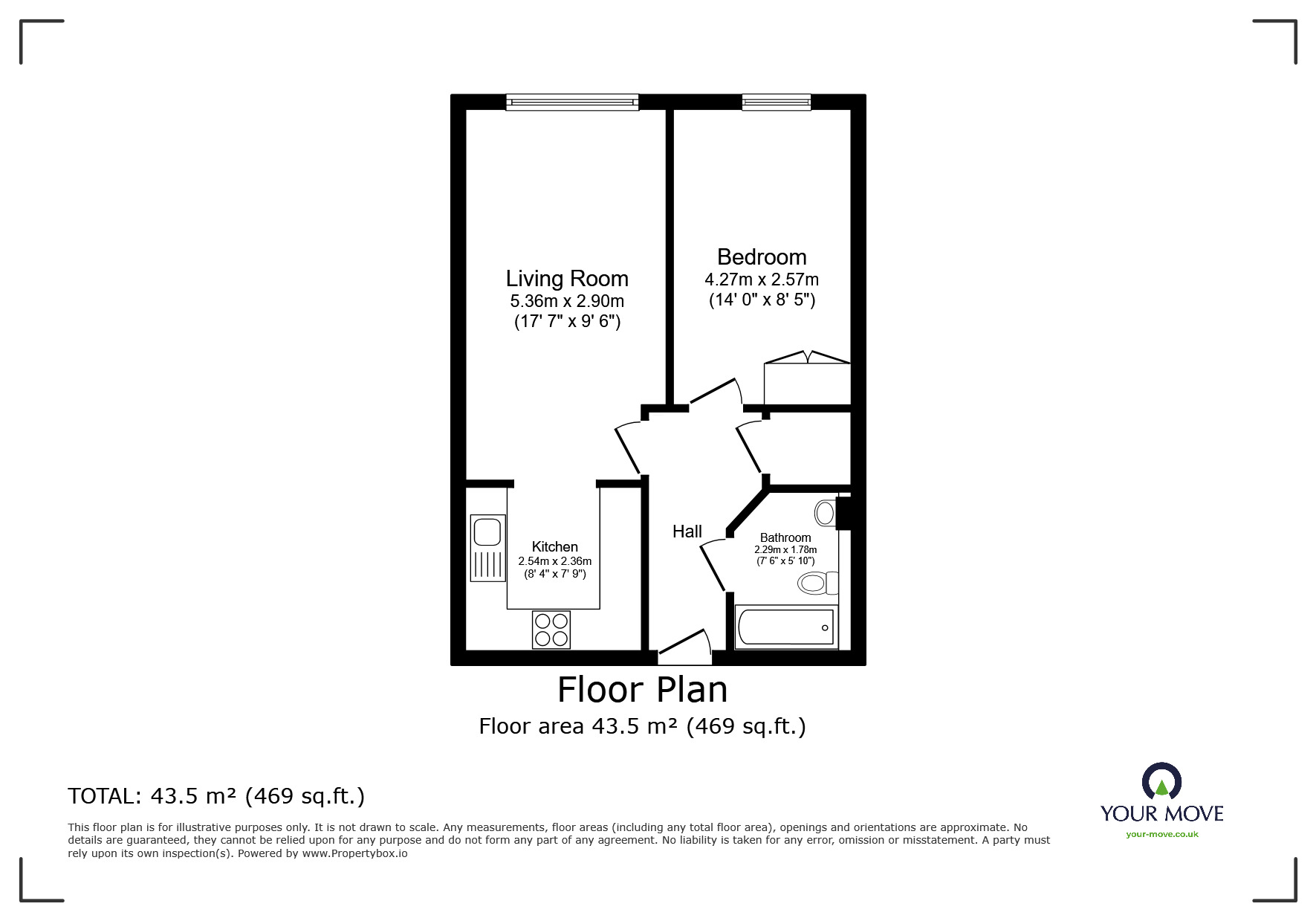 Floorplan of 1 bedroom Flat for sale, St. Johns Road, Tunbridge Wells, Kent, TN4