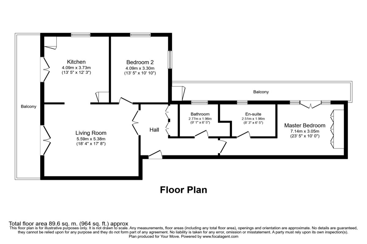 Floorplan of 2 bedroom  Flat for sale, Sandhurst Road, Tunbridge Wells, Kent, TN2
