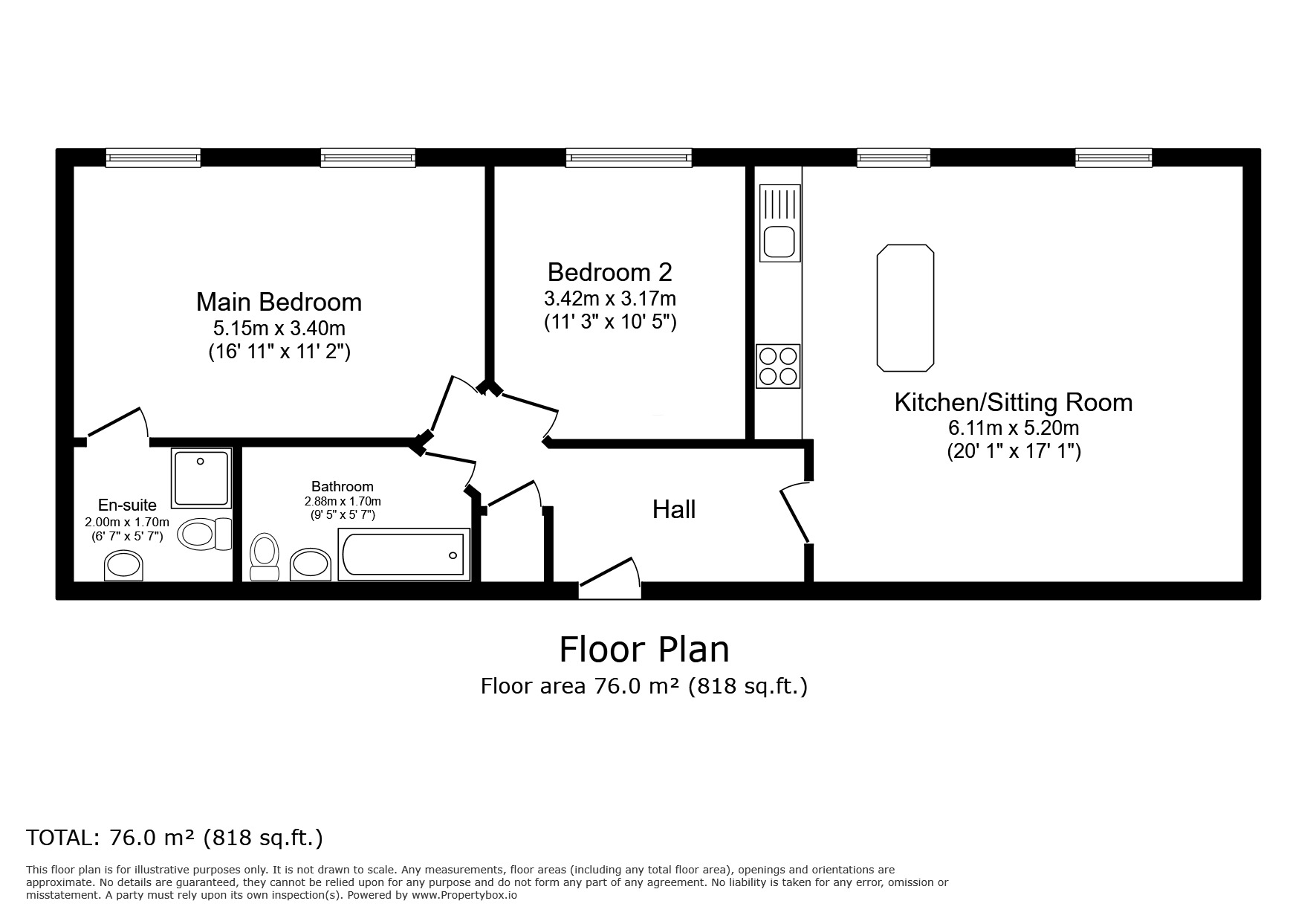 Floorplan of 2 bedroom Flat to rent, Nevill Street, Tunbridge Wells, Kent, TN2