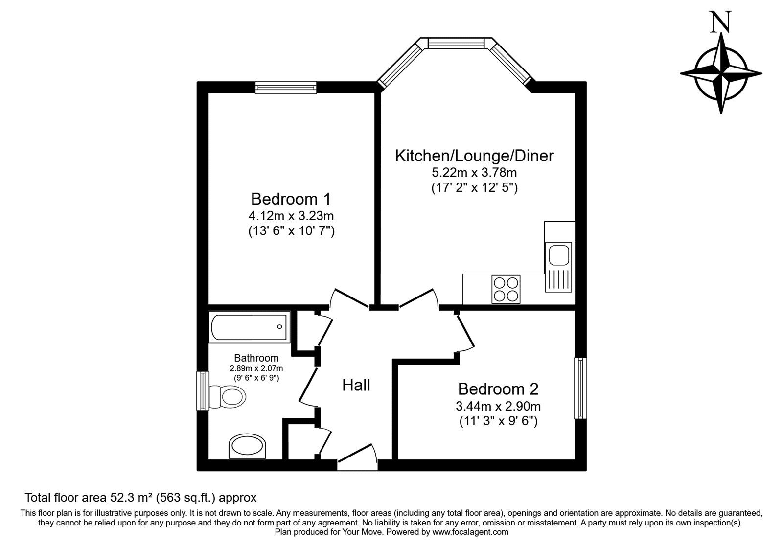 Floorplan of 2 bedroom  Flat for sale, Lansdowne Road, Tunbridge Wells, Kent, TN1