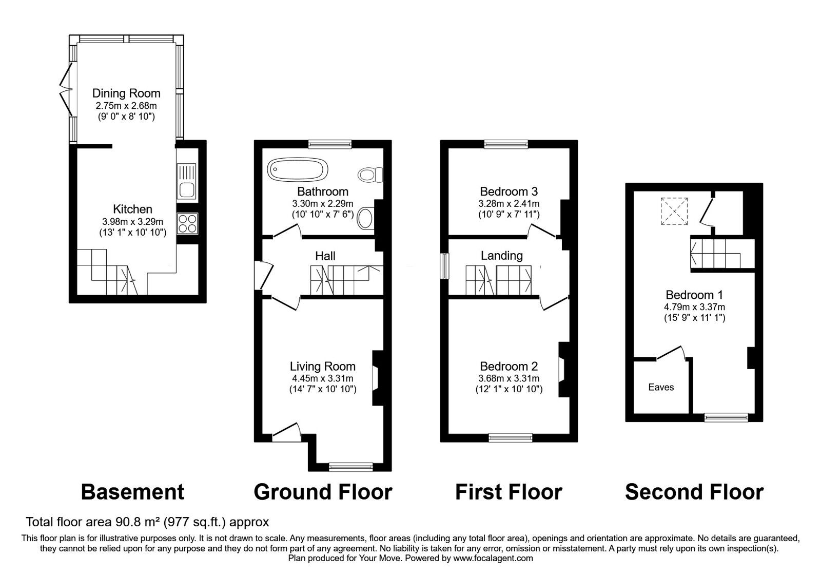 Floorplan of 3 bedroom End Terrace House for sale, Goudhurst Road, Horsmonden, Kent, TN12