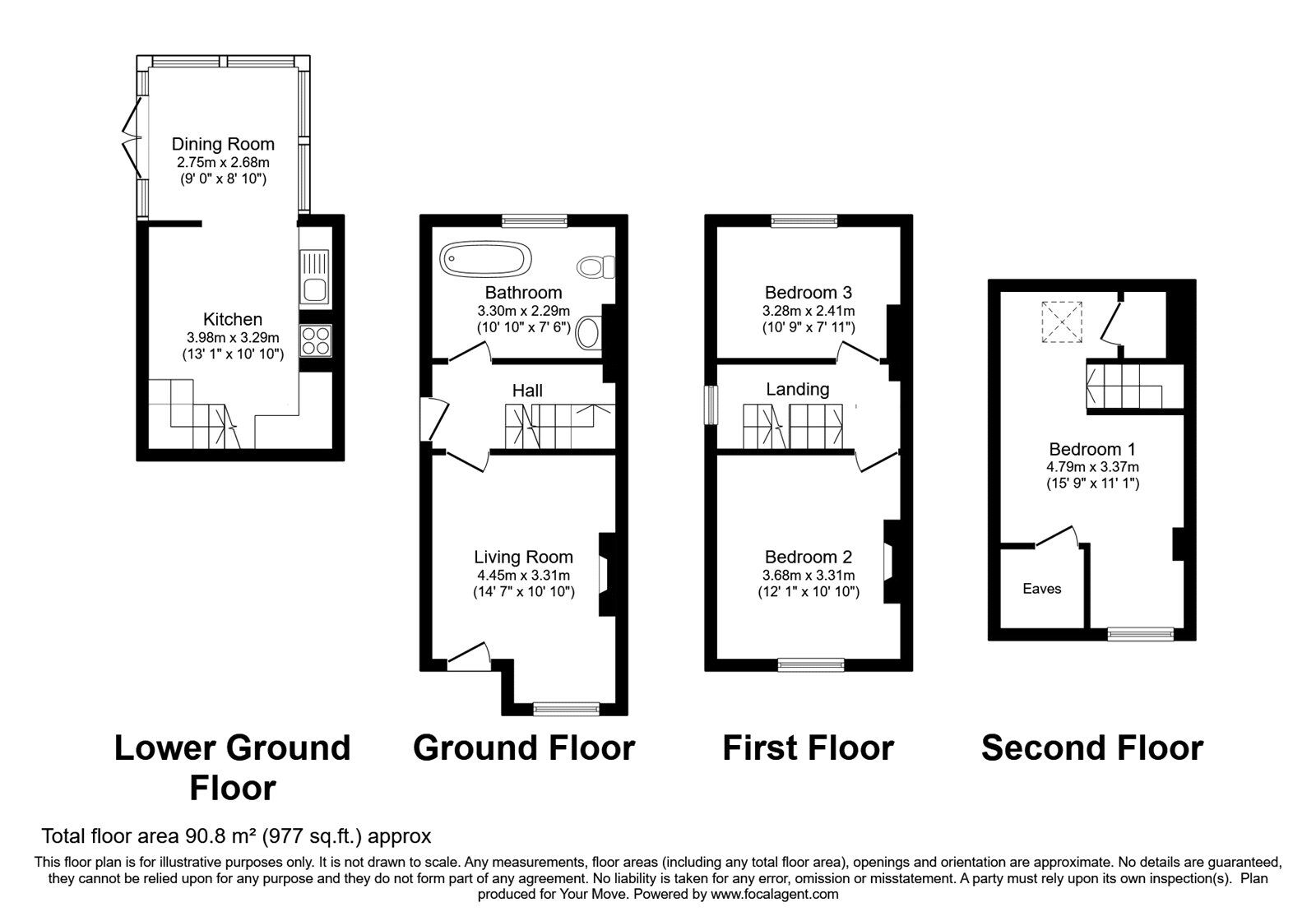 Floorplan of 3 bedroom End Terrace House for sale, Goudhurst Road, Horsmonden, Kent, TN12