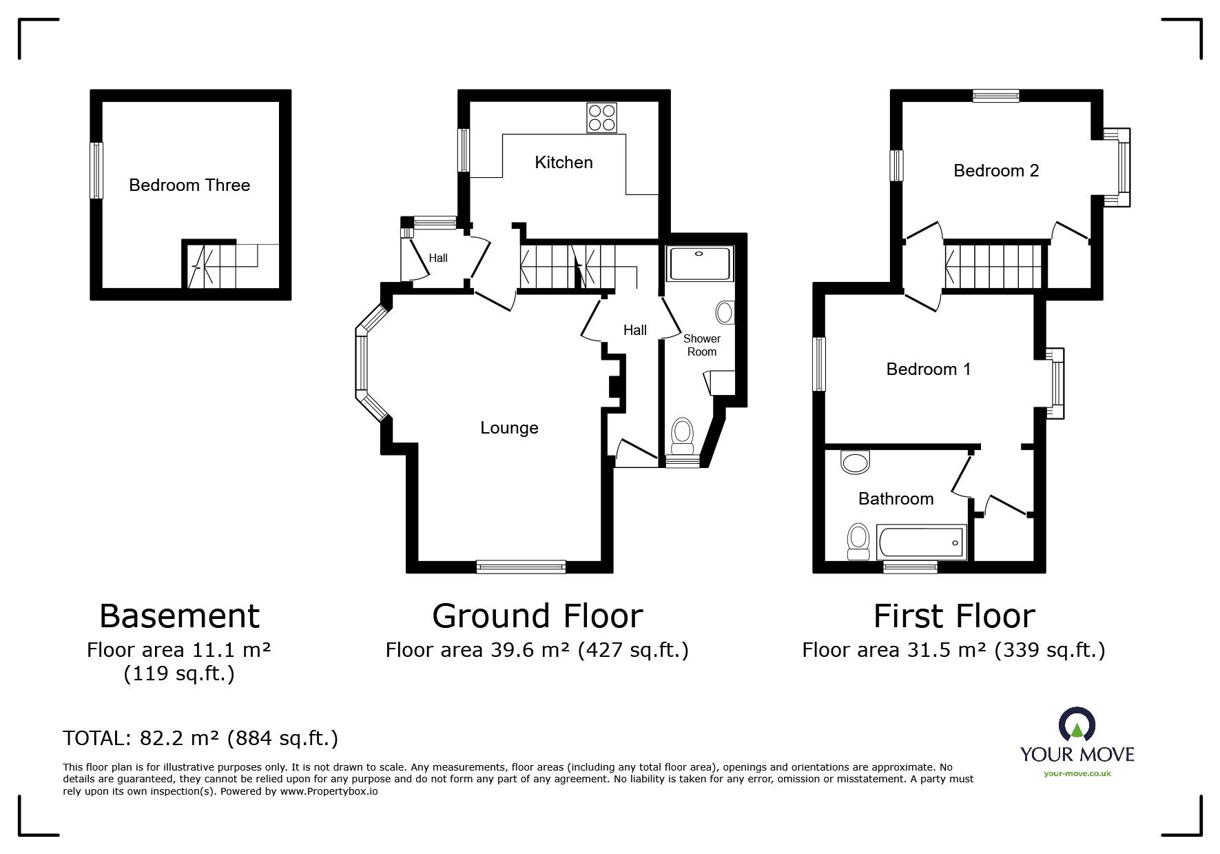 Floorplan of 3 bedroom Link Detached House for sale, Lower Green Road, Pembury, Kent, TN2