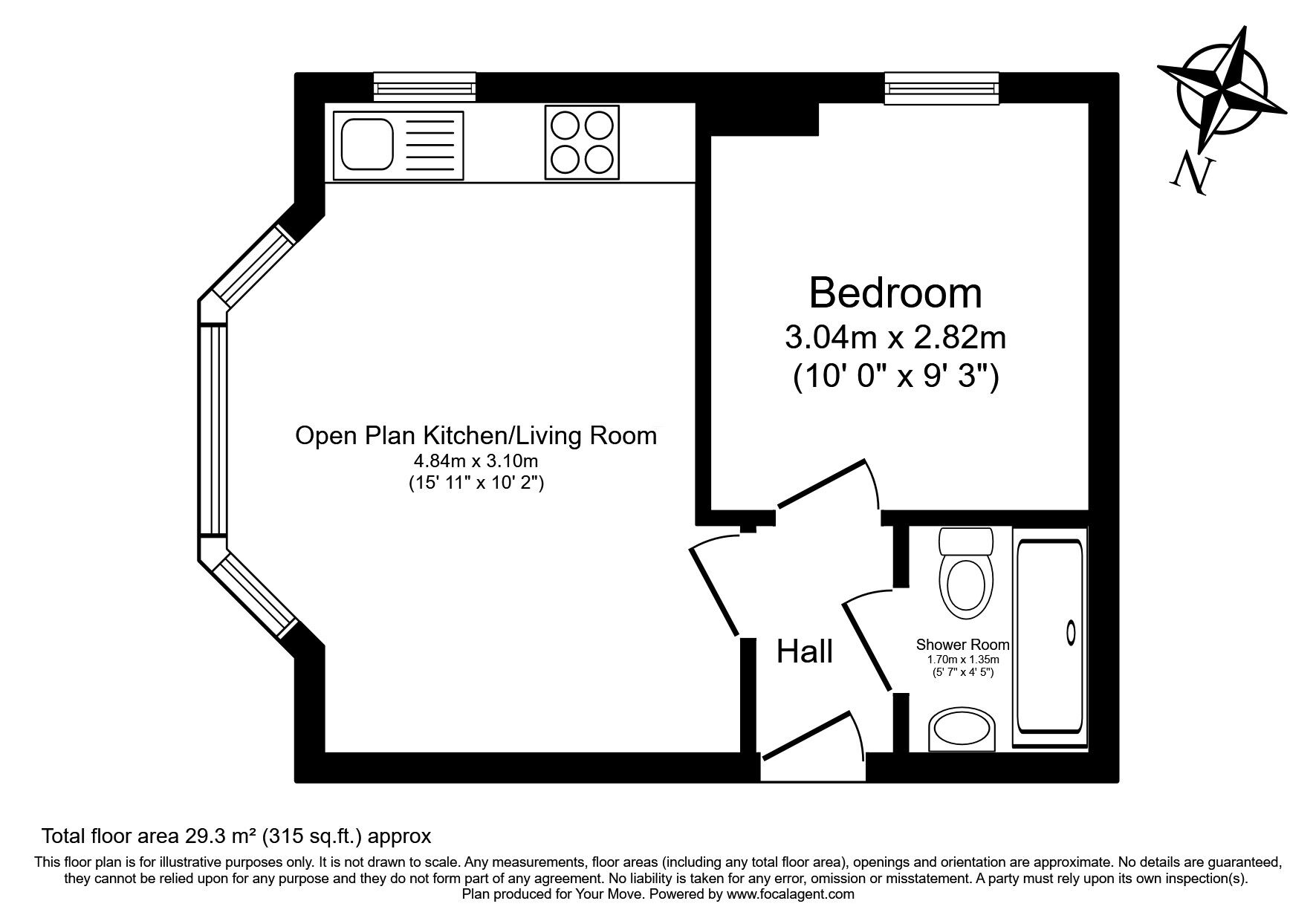 Floorplan of 1 bedroom Flat to rent, Woodbury Park Road, Tunbridge Wells, Kent, TN4