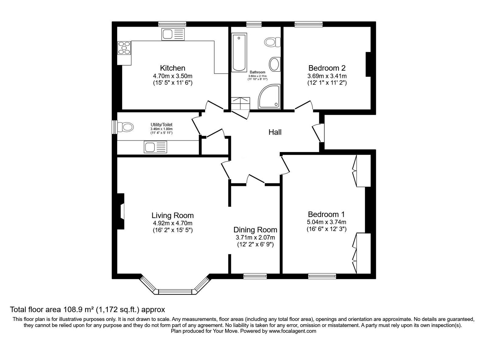 Floorplan of 2 bedroom  Flat for sale, Upper Grosvenor Road, Tunbridge Wells, Kent, TN1