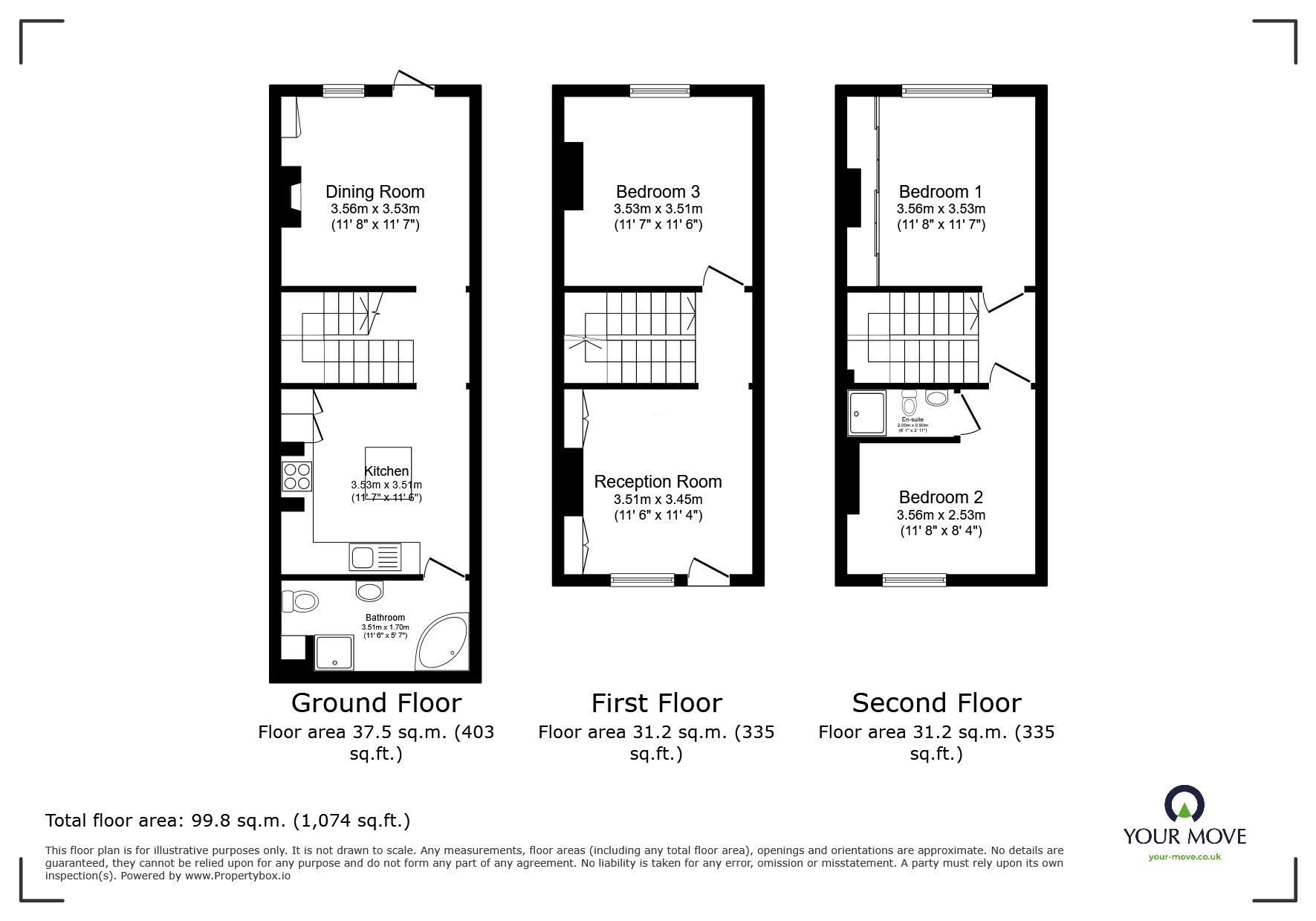 Floorplan of 3 bedroom Mid Terrace House for sale, Auckland Road, Tunbridge Wells, Kent, TN1