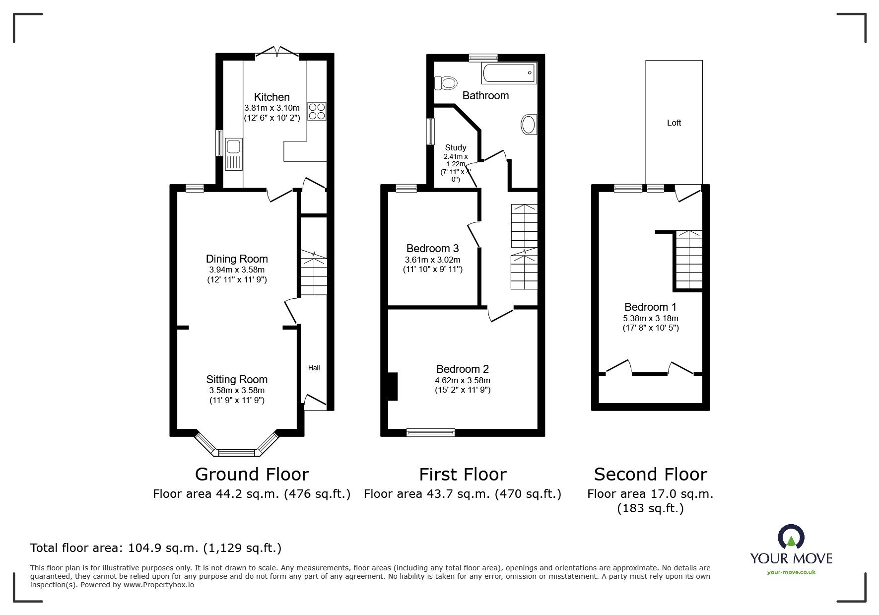 Floorplan of 3 bedroom Semi Detached House for sale, Nelson Road, Tunbridge Wells, Kent, TN2