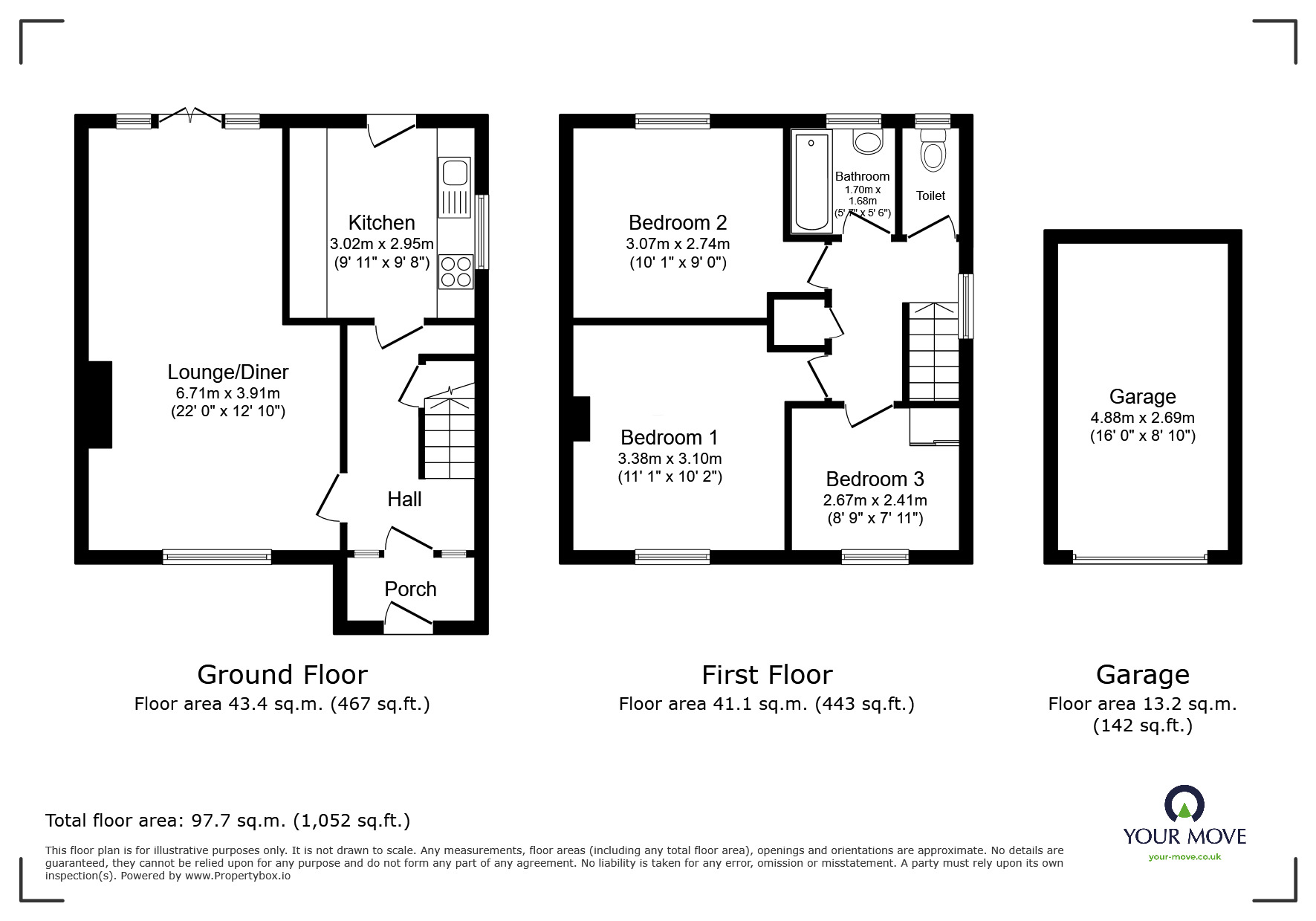 Floorplan of 3 bedroom Semi Detached House for sale, Link Way, Tunbridge Wells, Kent, TN2