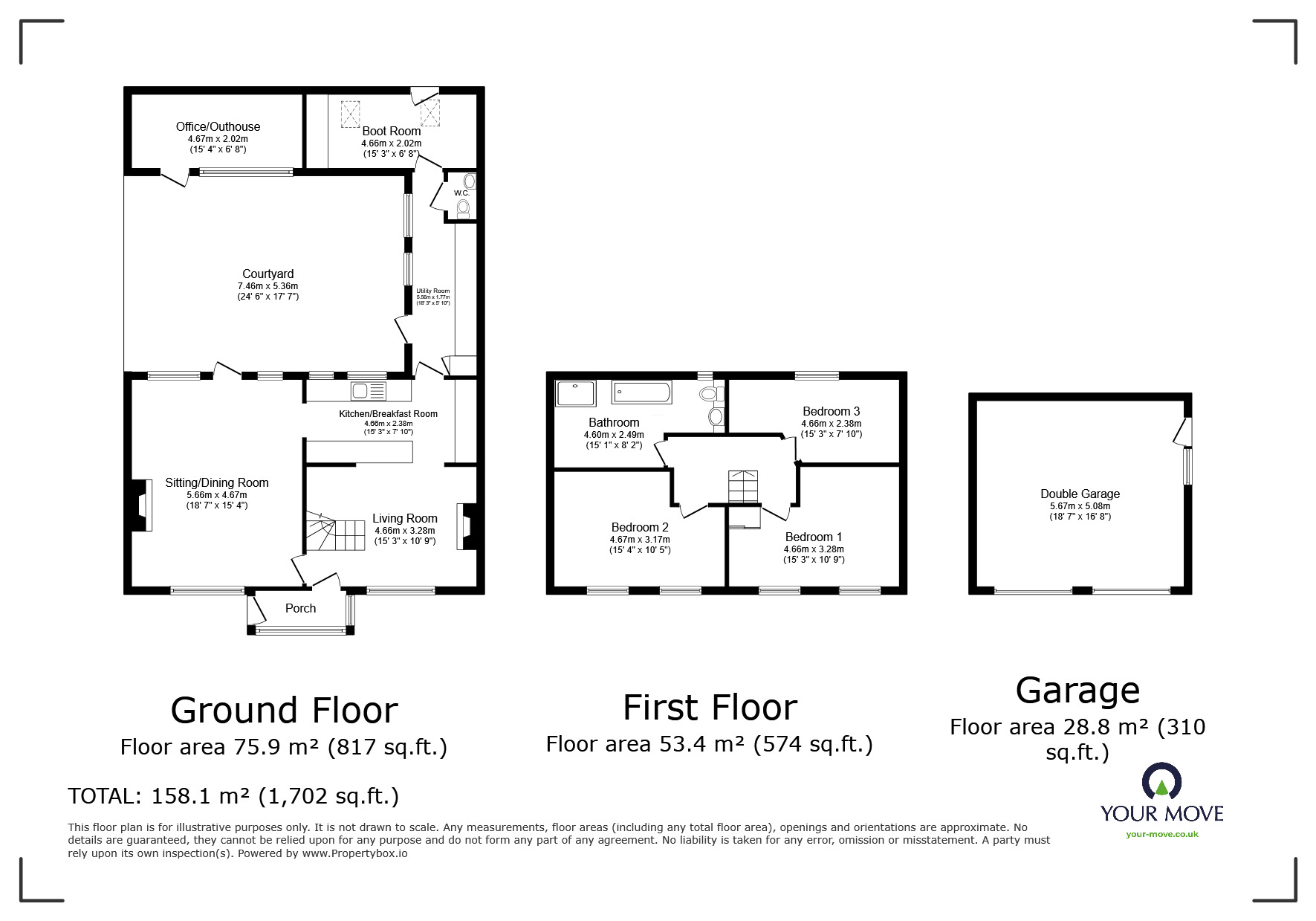 Floorplan of 3 bedroom Mid Terrace House for sale, Butcherfield Lane, Hartfield, East Sussex, TN7