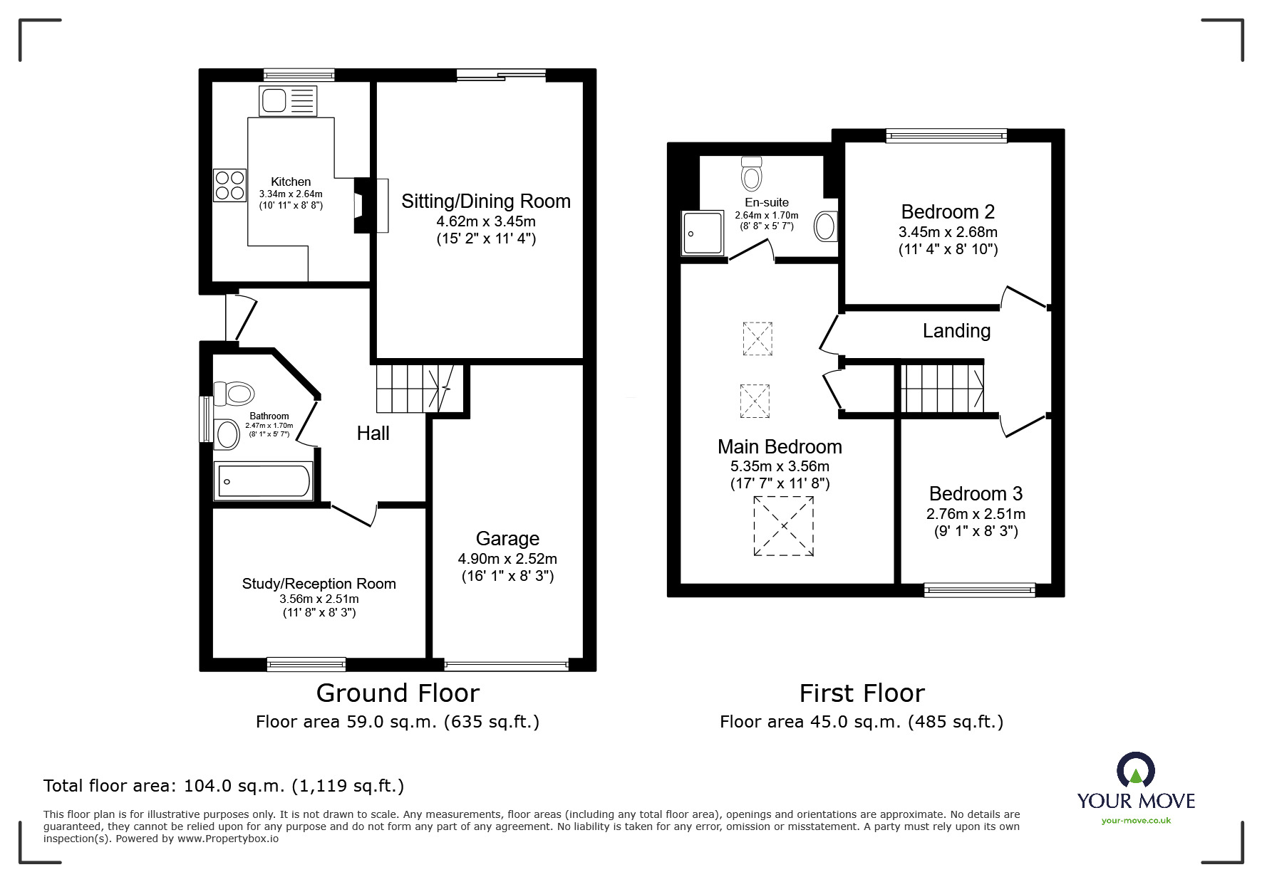 Floorplan of 3 bedroom Semi Detached House for sale, Chiltern Walk, Tunbridge Wells, Kent, TN2