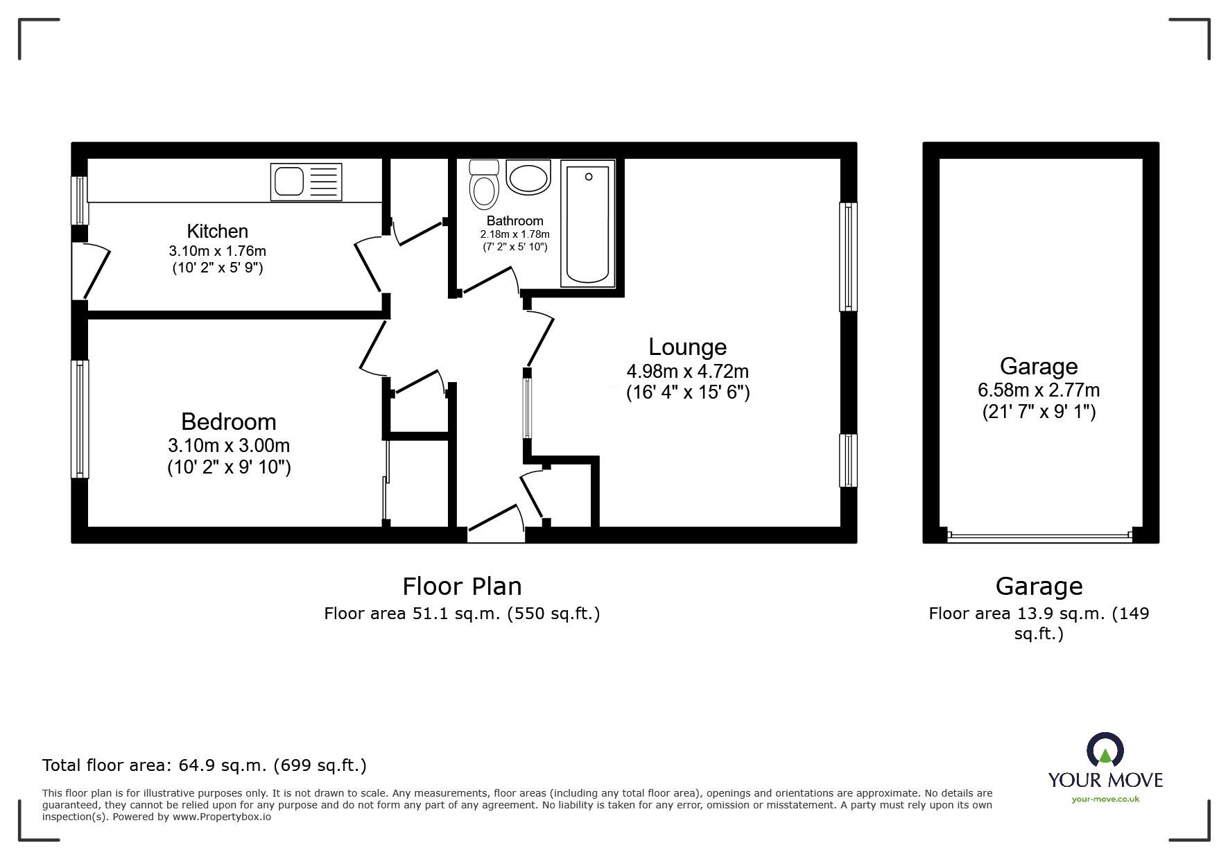 Floorplan of 1 bedroom Semi Detached Bungalow for sale, Oakwood Rise, Tunbridge Wells, Kent, TN2