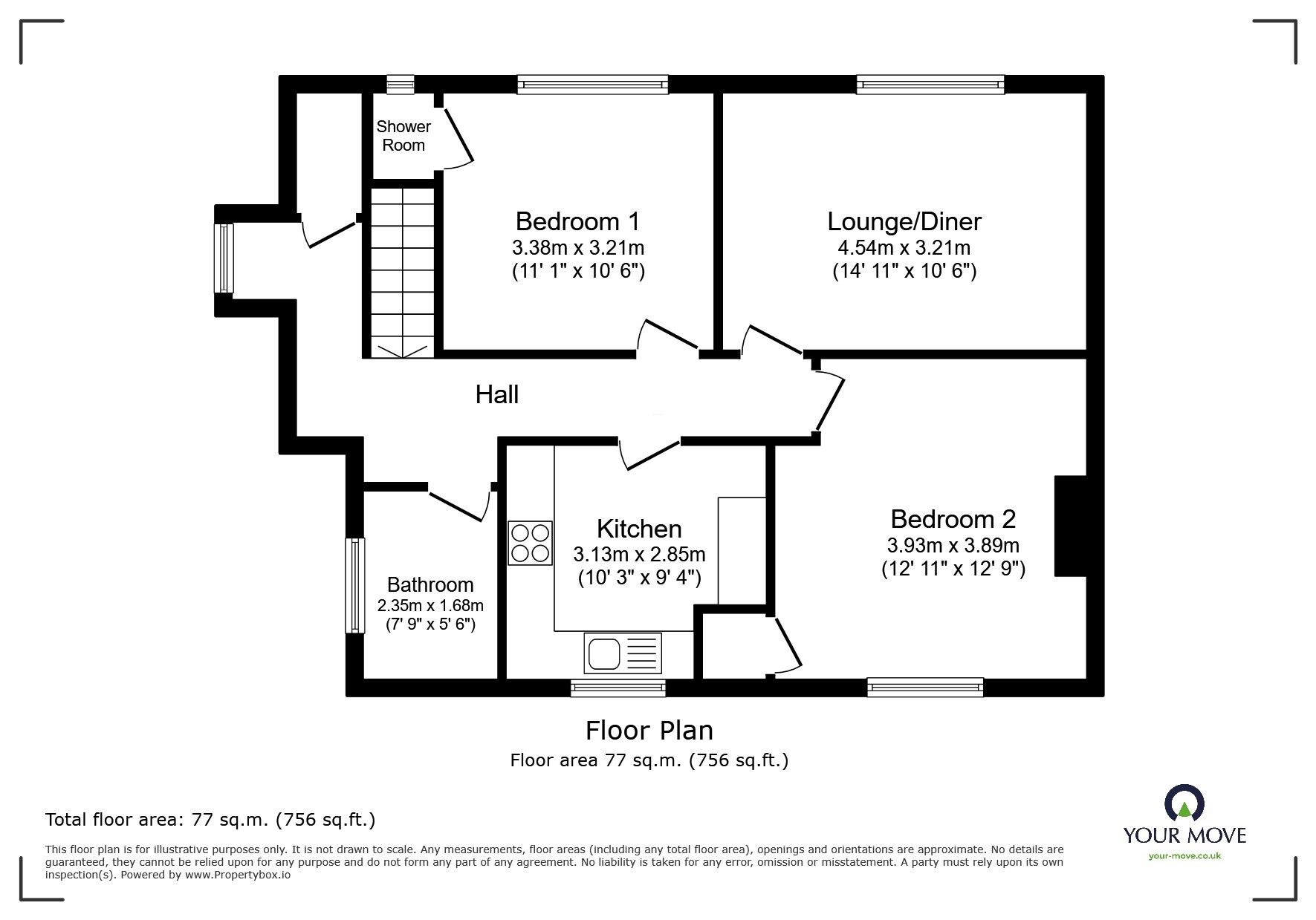 Floorplan of 2 bedroom  Flat for sale, Charltons Way, Tunbridge Wells, Kent, TN4