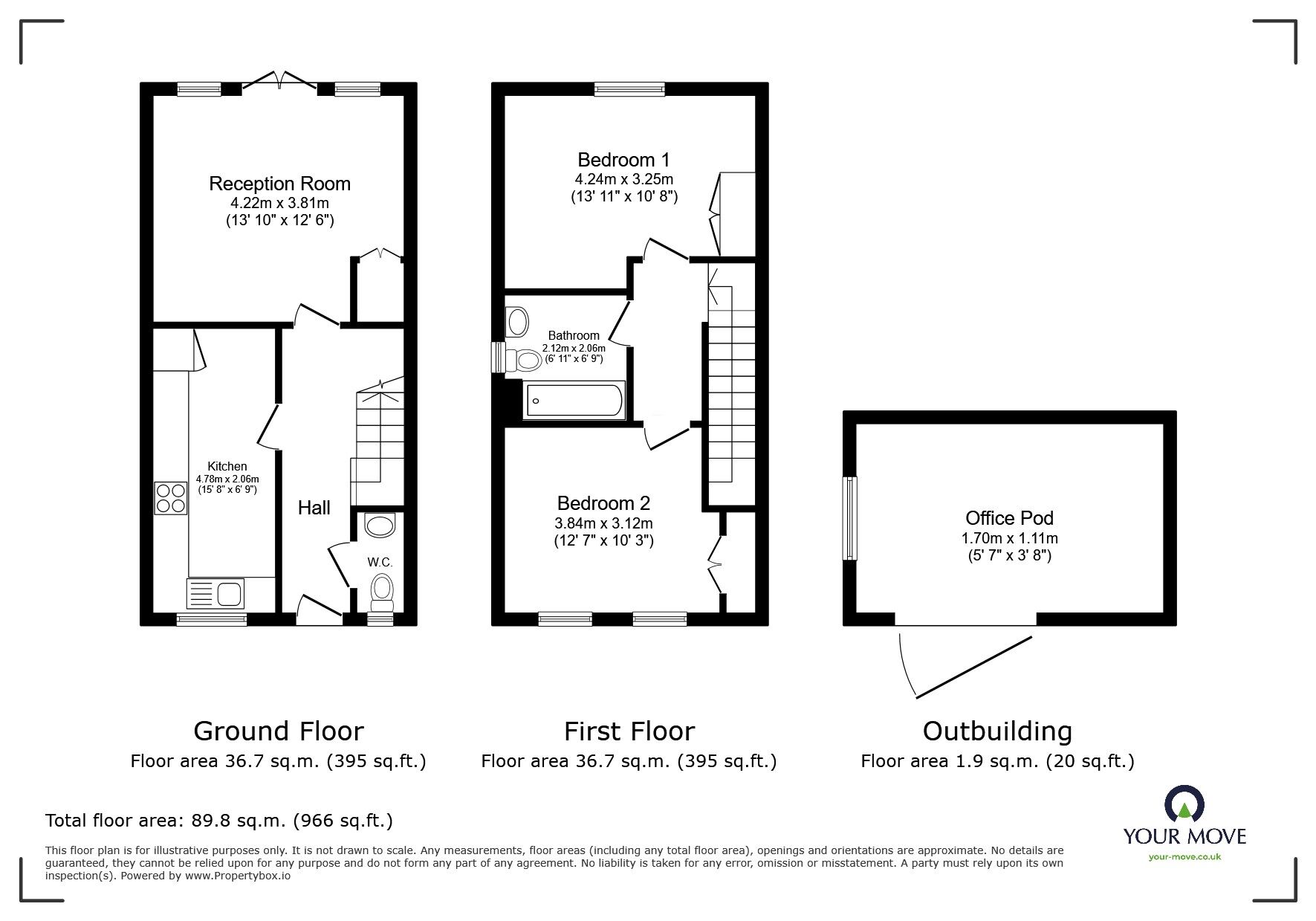 Floorplan of 2 bedroom End Terrace House for sale, Sandringham Mews, Tunbridge Wells, Kent, TN4