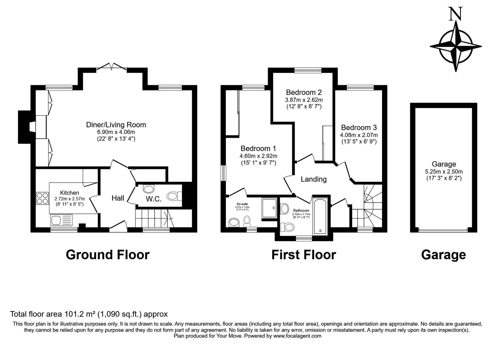 Floorplan of 3 bedroom Detached House for sale, Maidstone Road, Tonbridge, Kent, TN11