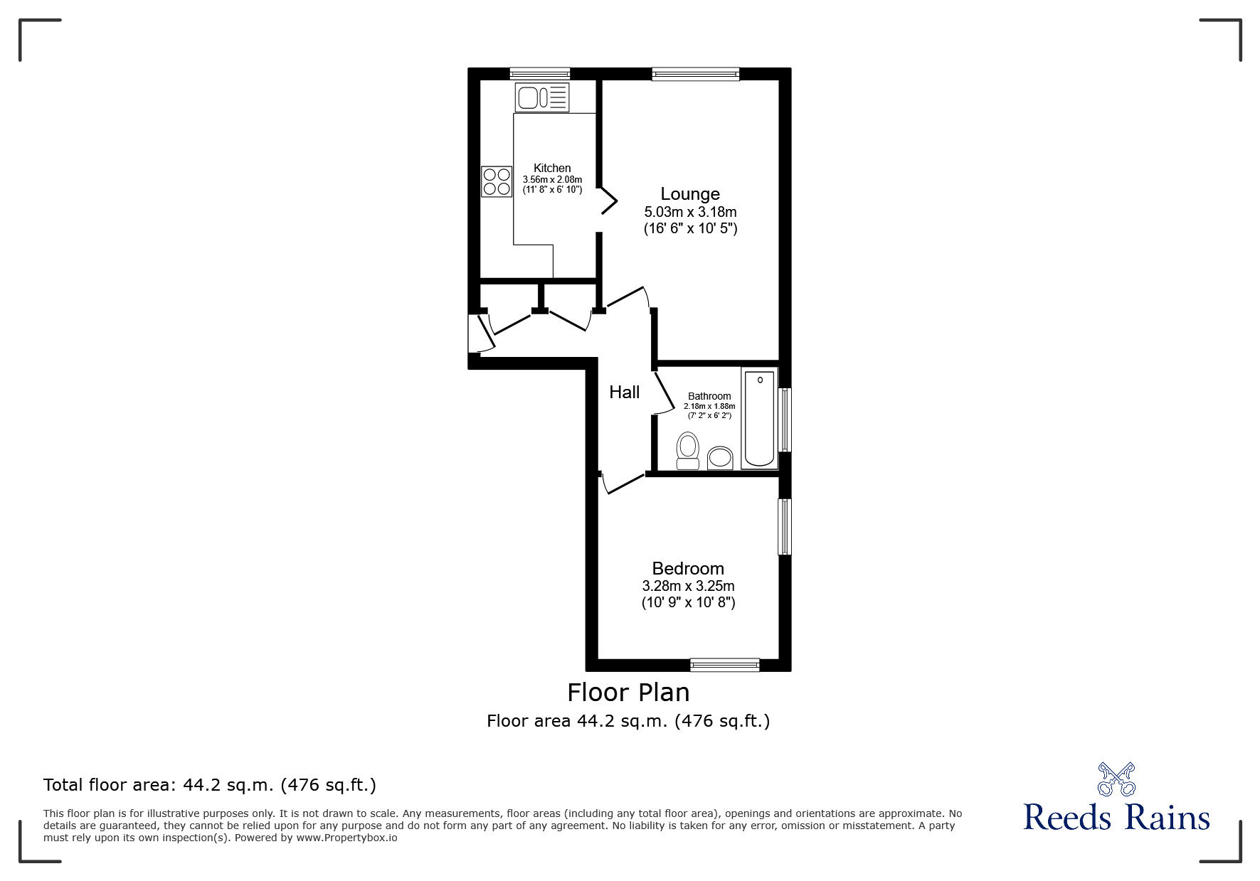 Floorplan of 1 bedroom  Flat for sale, Tudor Court, Tunbridge Wells, Kent, TN2
