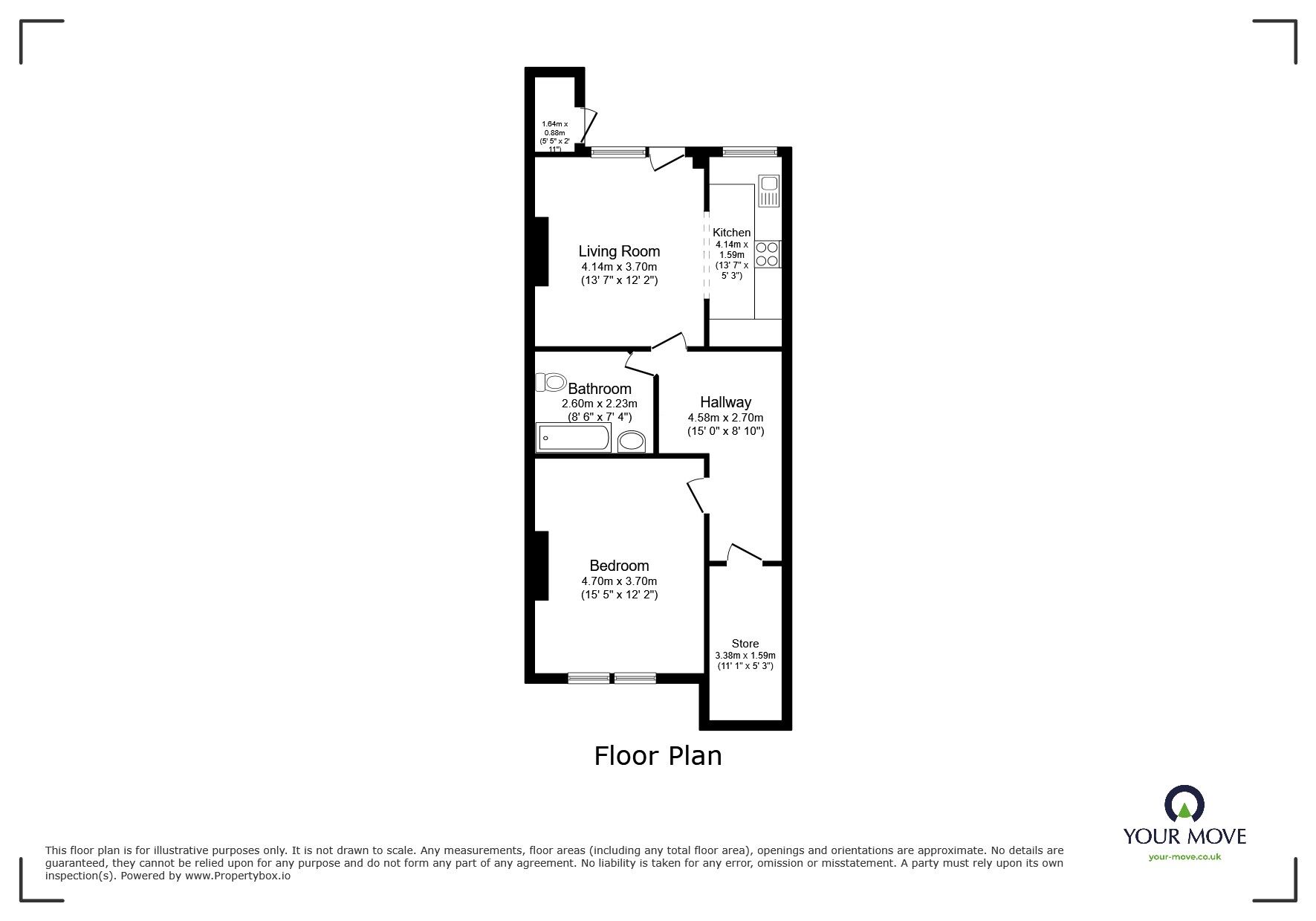 Floorplan of 1 bedroom  Flat for sale, Belgrove, Tunbridge Wells, Kent, TN1
