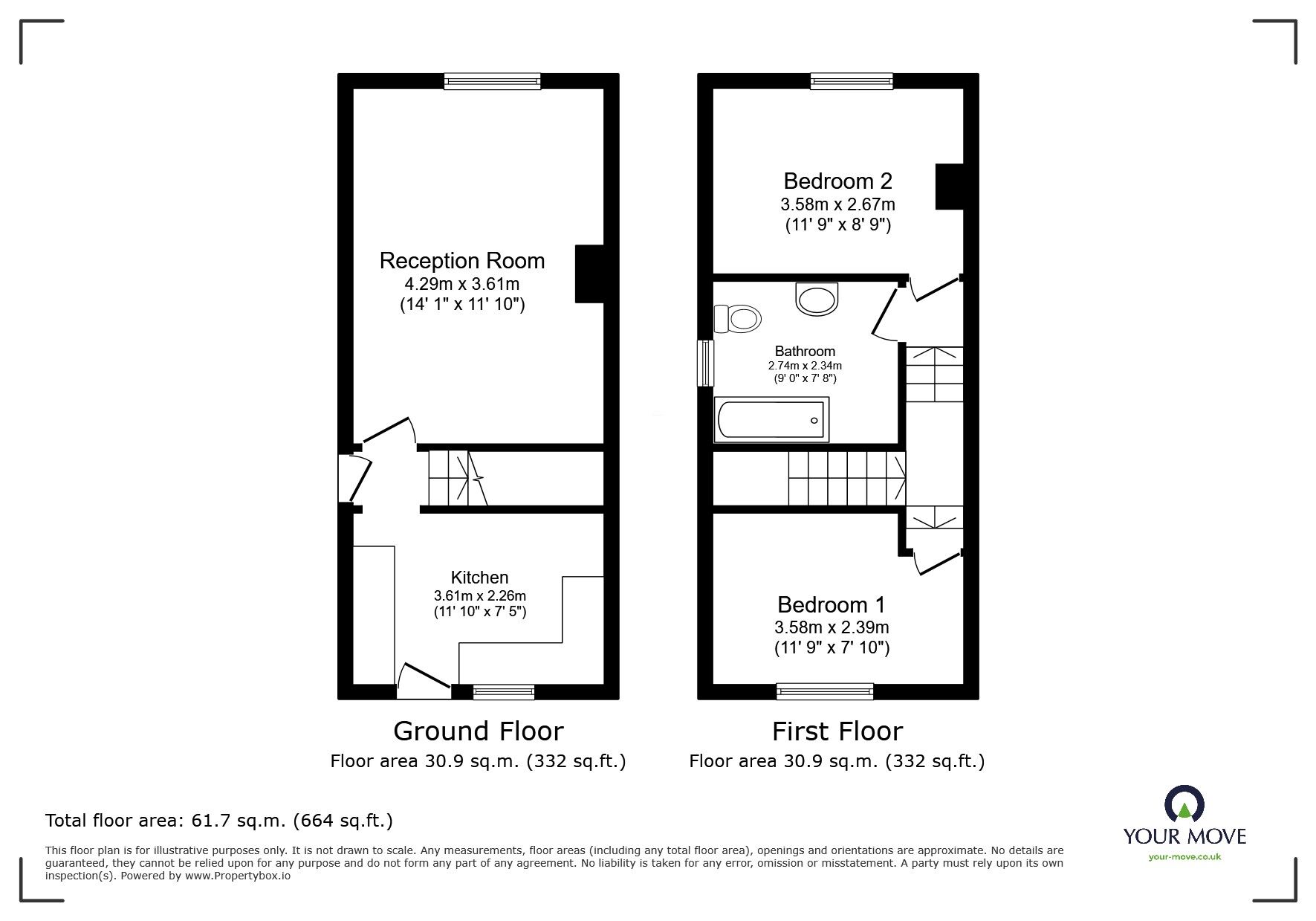 Floorplan of 2 bedroom Semi Detached House for sale, William Street, Tunbridge Wells, Kent, TN4