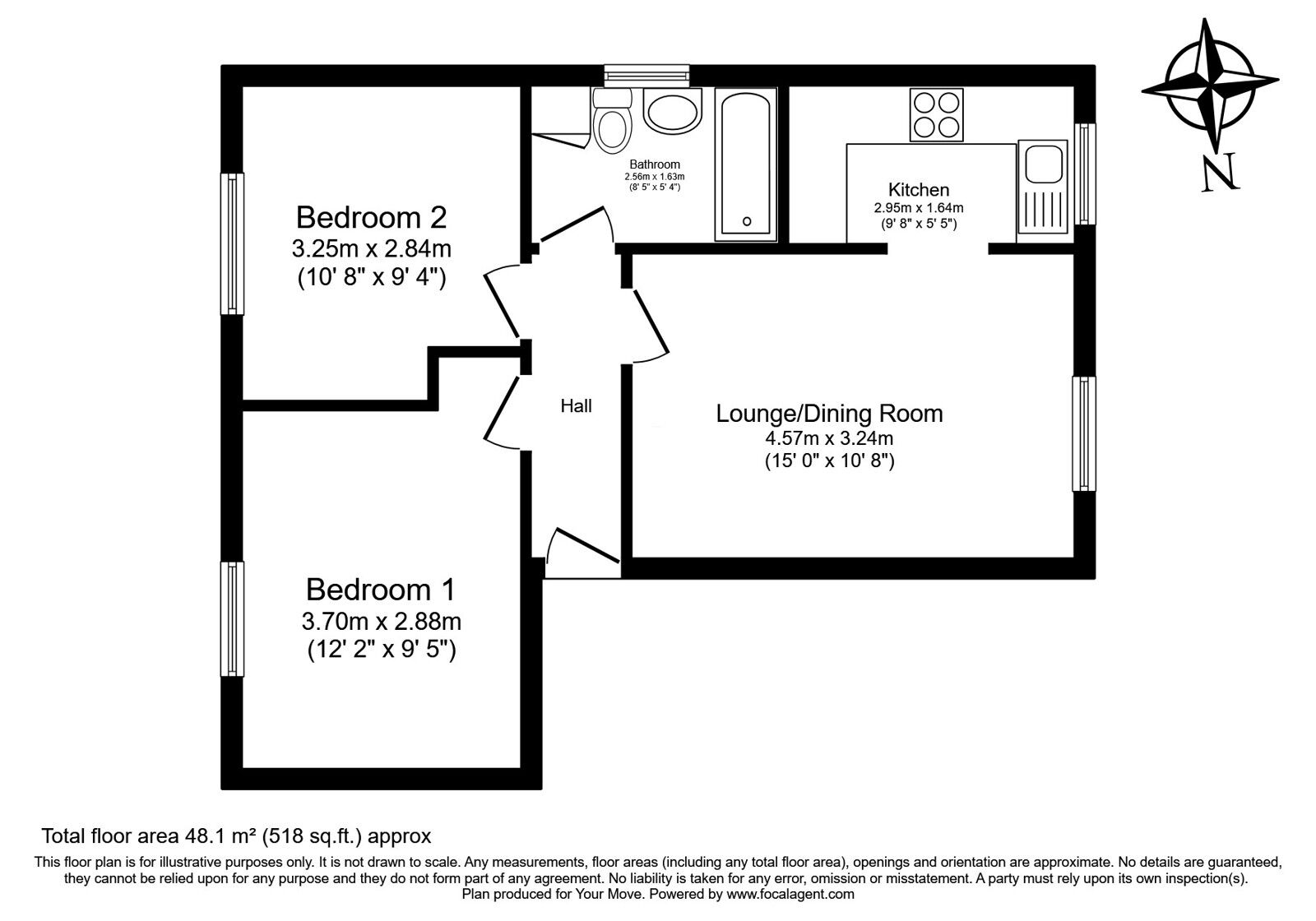 Floorplan of 2 bedroom  Flat for sale, Stenning Court, Uridge Crescent, Kent, TN10