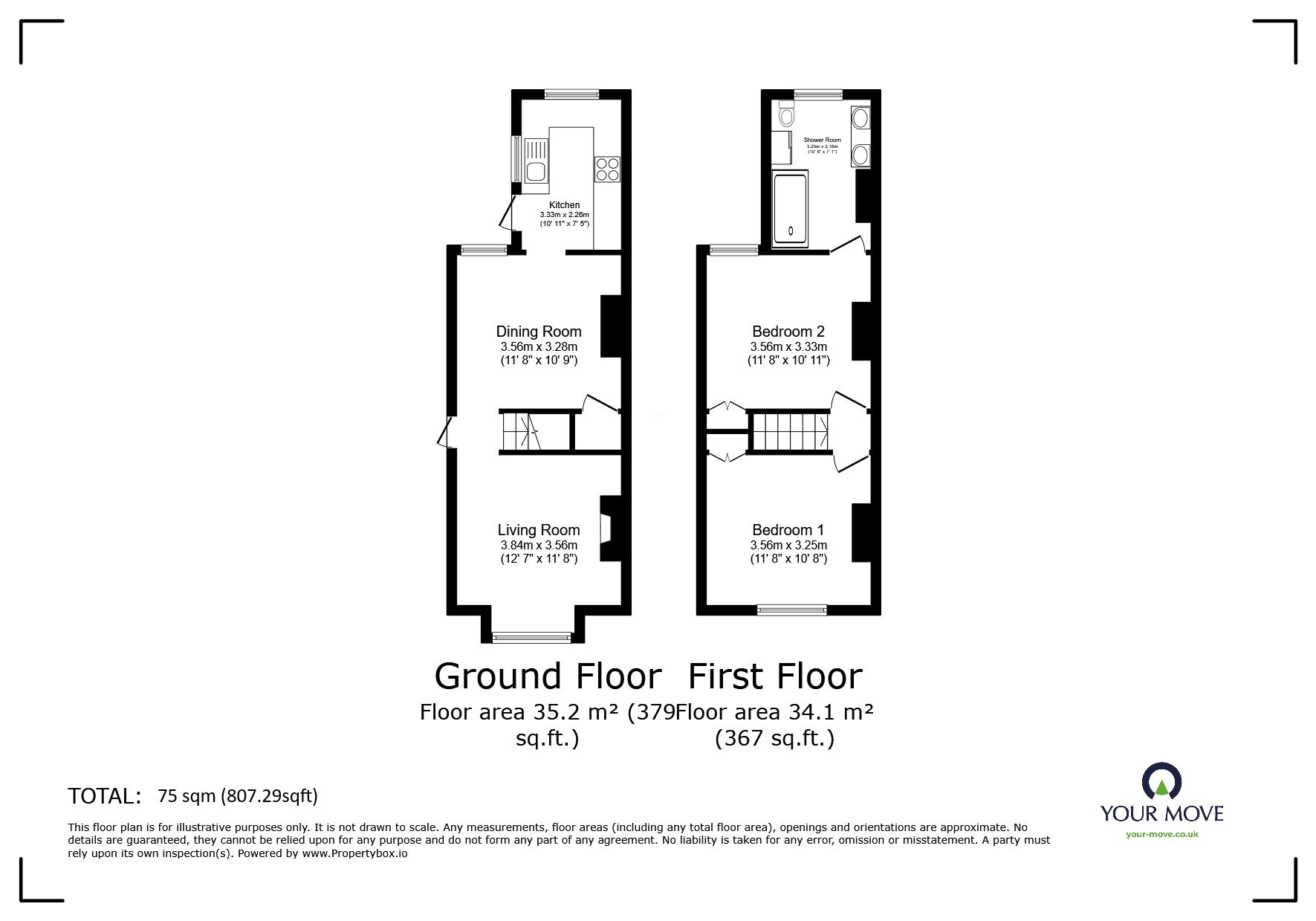 Floorplan of 2 bedroom Semi Detached House for sale, Woodland Road, Tunbridge Wells, Kent, TN4