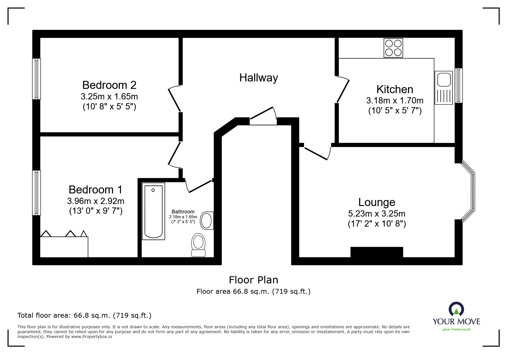 Floorplan of 2 bedroom  Flat for sale, York Road, Tunbridge Wells, Kent, TN1