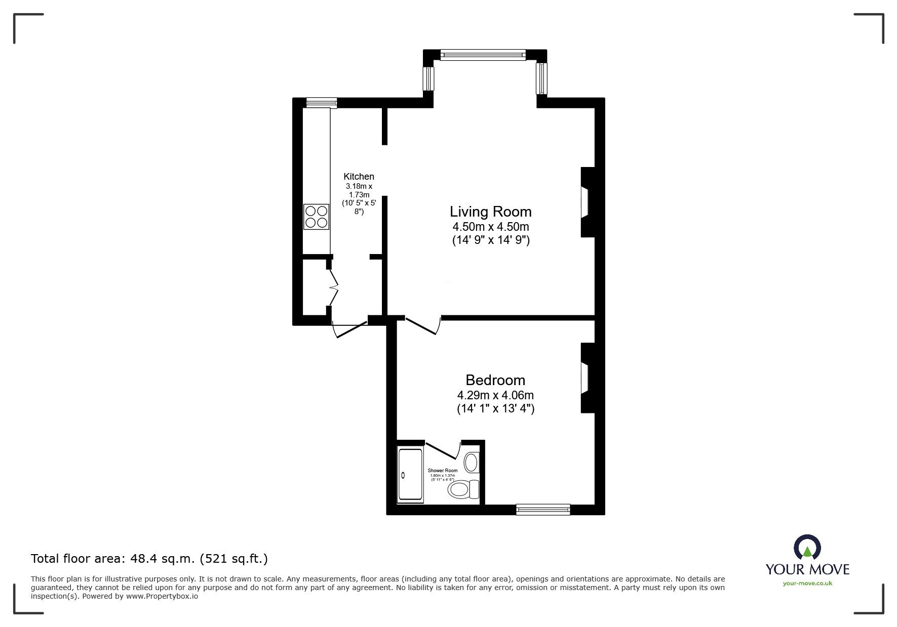 Floorplan of 1 bedroom  Flat for sale, Guildford Road, Tunbridge Wells, Kent, TN1