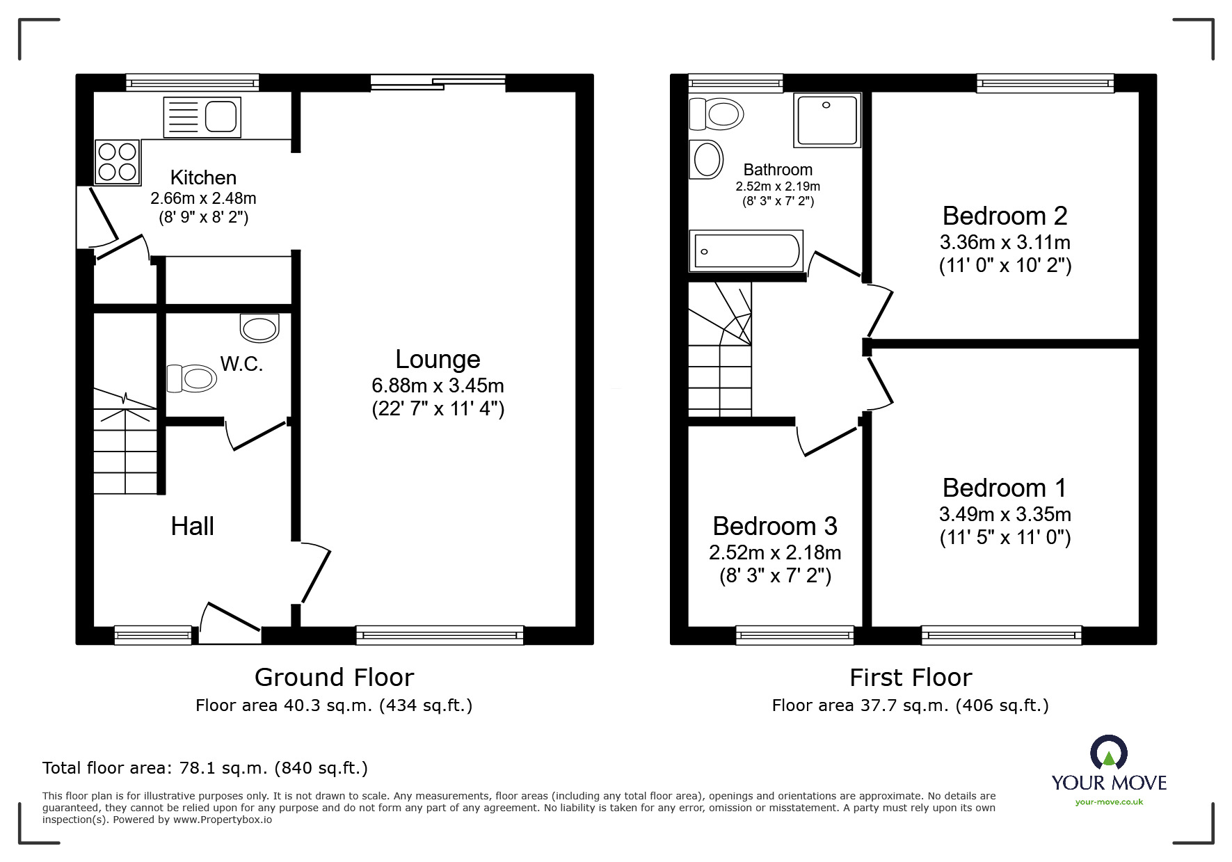 Floorplan of 3 bedroom Semi Detached House for sale, Windsor Road, Crowborough, East Sussex, TN6