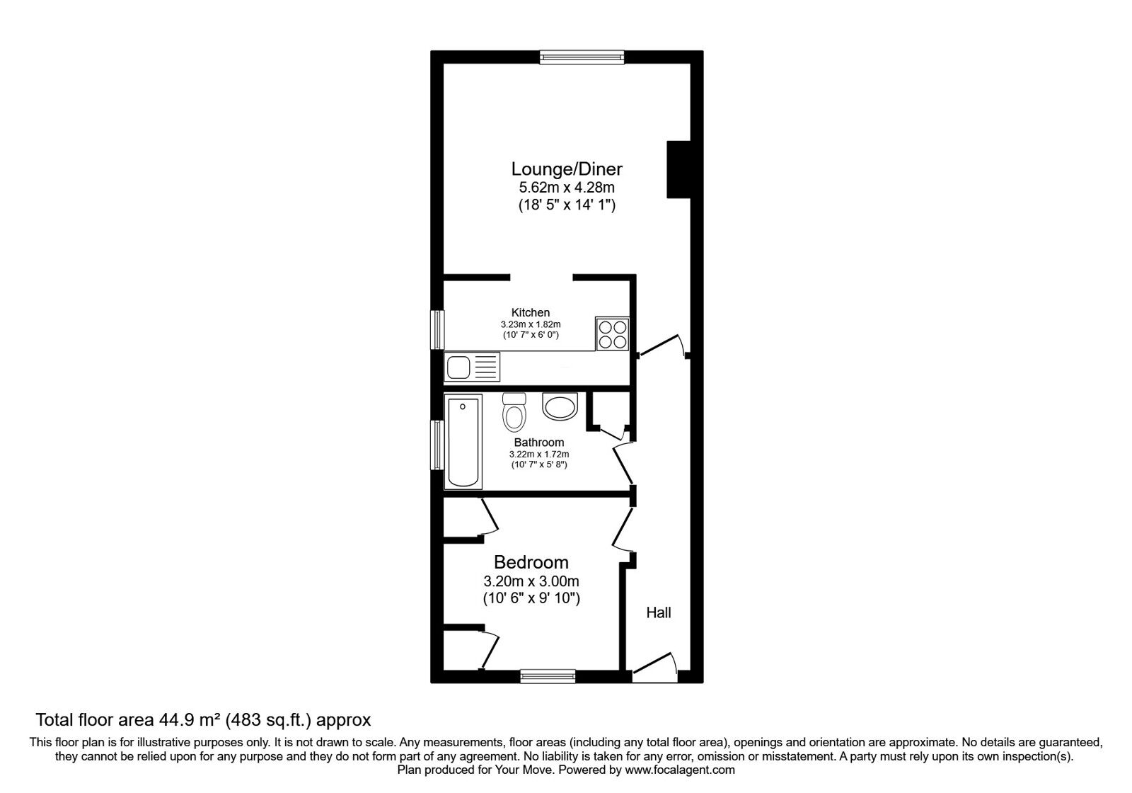 Floorplan of 1 bedroom  Flat for sale, London Road, Southborough, Kent, TN4