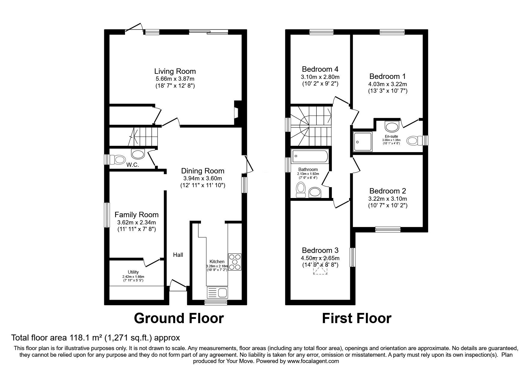 Floorplan of 4 bedroom Detached House for sale, Redleaf Close, Tunbridge Wells, Kent, TN2