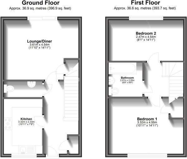 Floorplan of 2 bedroom Semi Detached House to rent, Golding Road, Tunbridge Wells, Kent, TN2