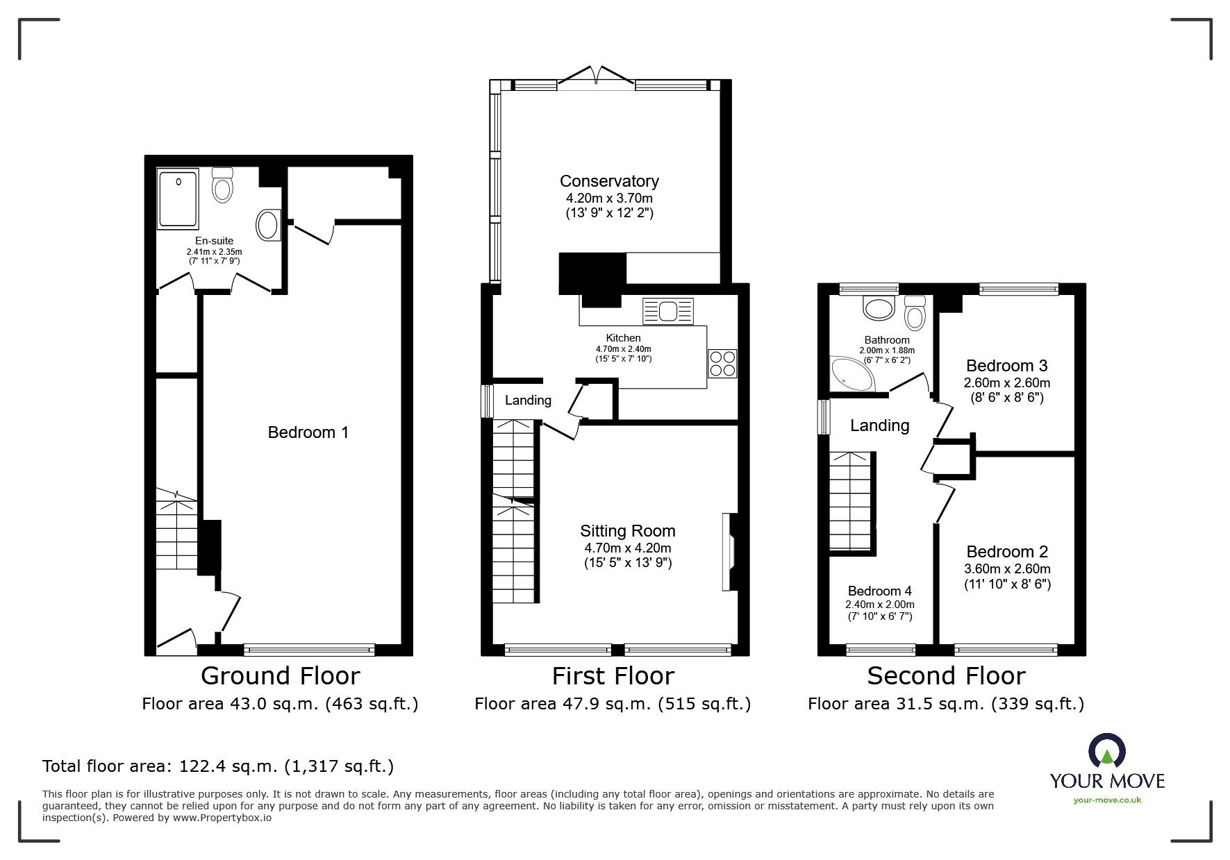Floorplan of 4 bedroom Semi Detached House to rent, Clifton Road, Tunbridge Wells, Kent, TN2