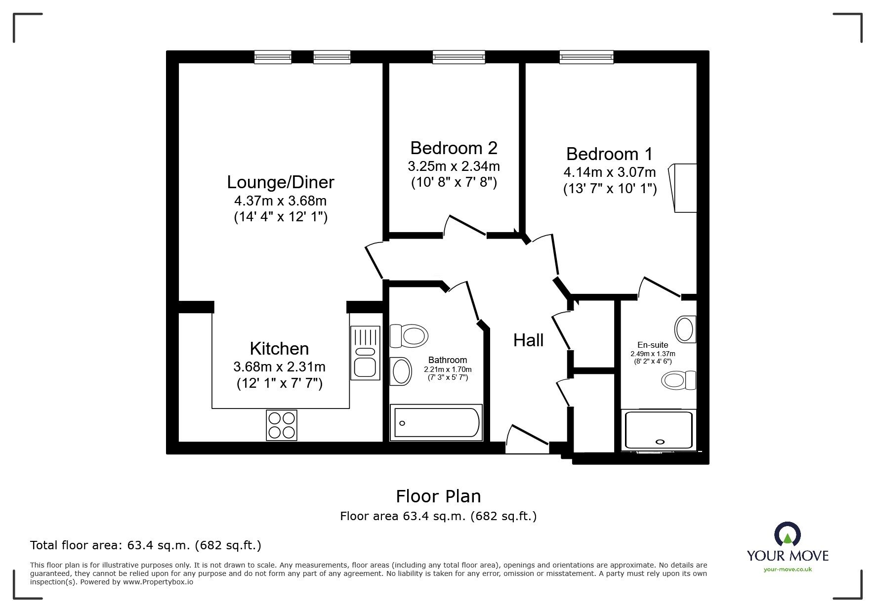 Floorplan of 2 bedroom  Flat for sale, Exchange Mews, Culverden Park Road, Kent, TN4