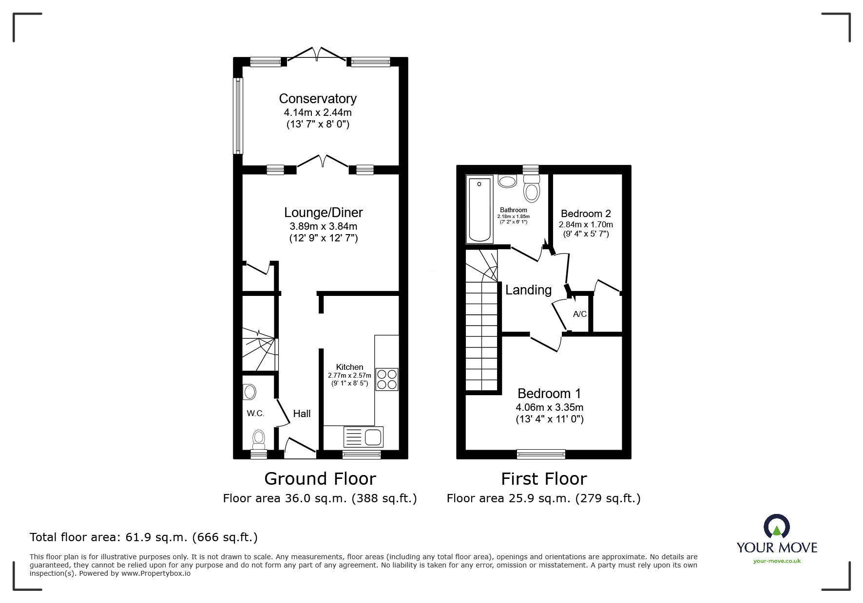 Floorplan of 2 bedroom Semi Detached House for sale, Bank Cottages, Station Road, Staplehurst, Tonbridge, TN12