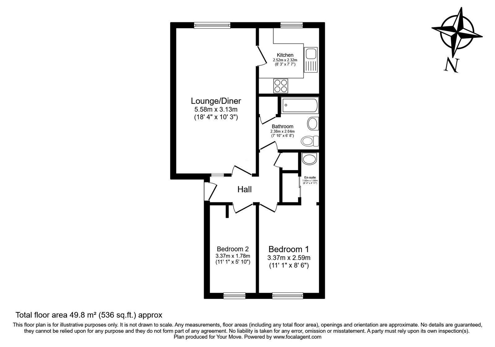 Floorplan of 2 bedroom  Flat for sale, The Goodwins, Tunbridge Wells, Kent, TN2