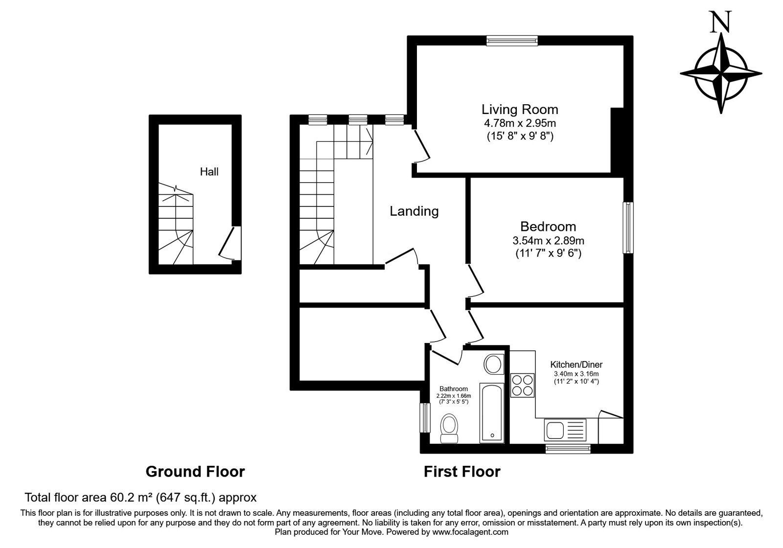 Floorplan of 1 bedroom  Flat for sale, Lansdowne Road, Tunbridge Wells, Kent, TN1