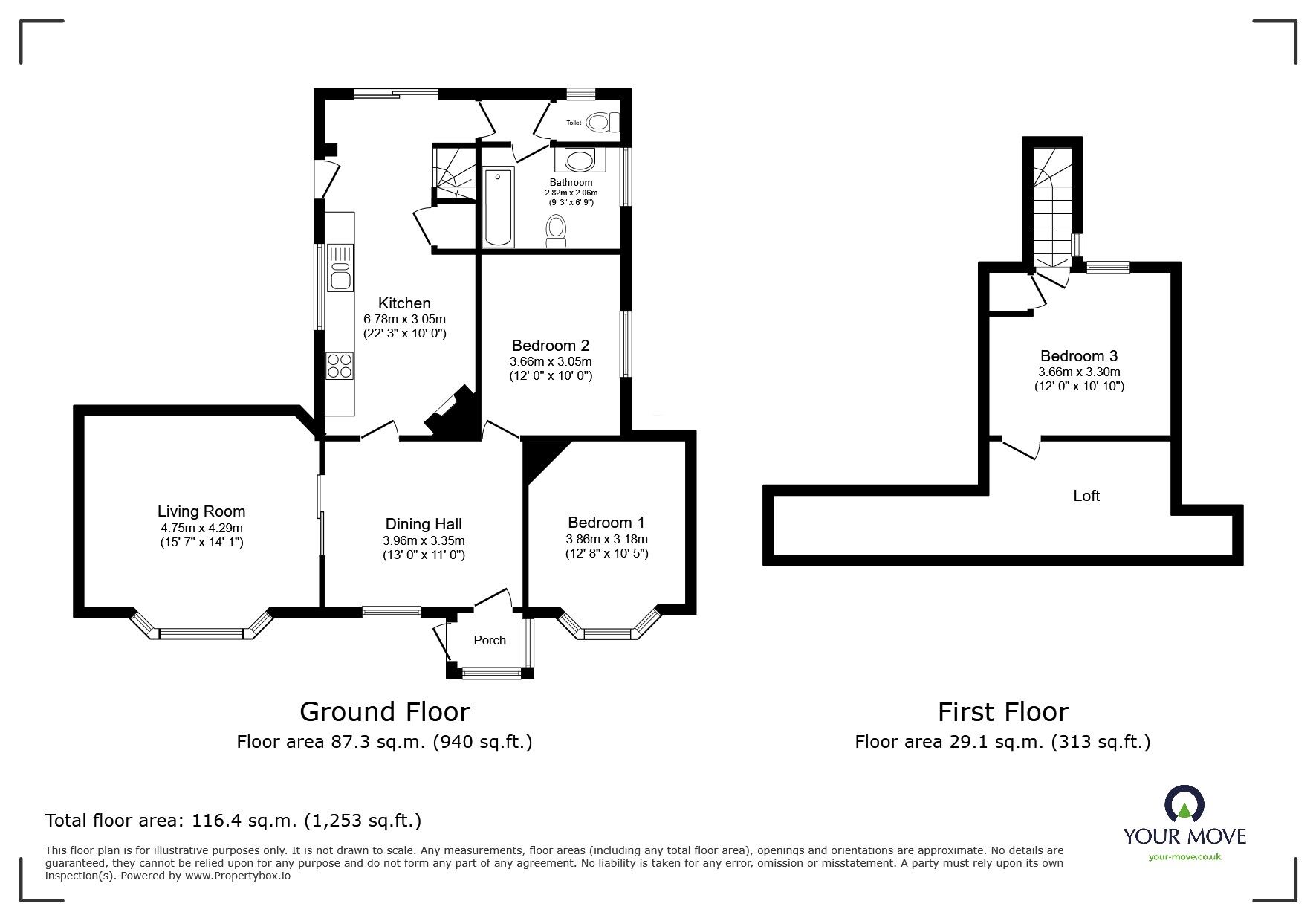 Floorplan of 3 bedroom Detached House for sale, Romford Road, Pembury, Kent, TN2