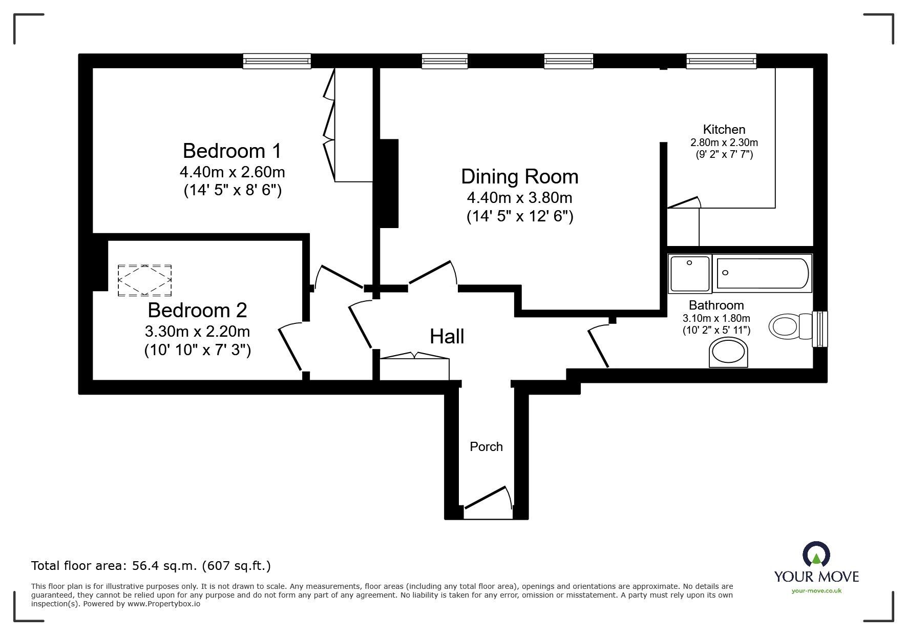 Floorplan of 2 bedroom  Flat to rent, Clanricarde Gardens, Tunbridge Wells, Kent, TN1