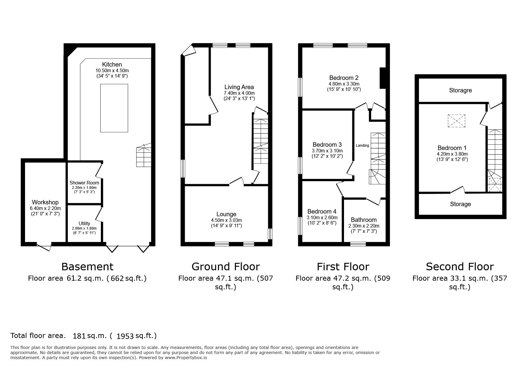 Floorplan of 4 bedroom End Terrace House for sale, Cambrian Road, Tunbridge Wells, Kent, TN4