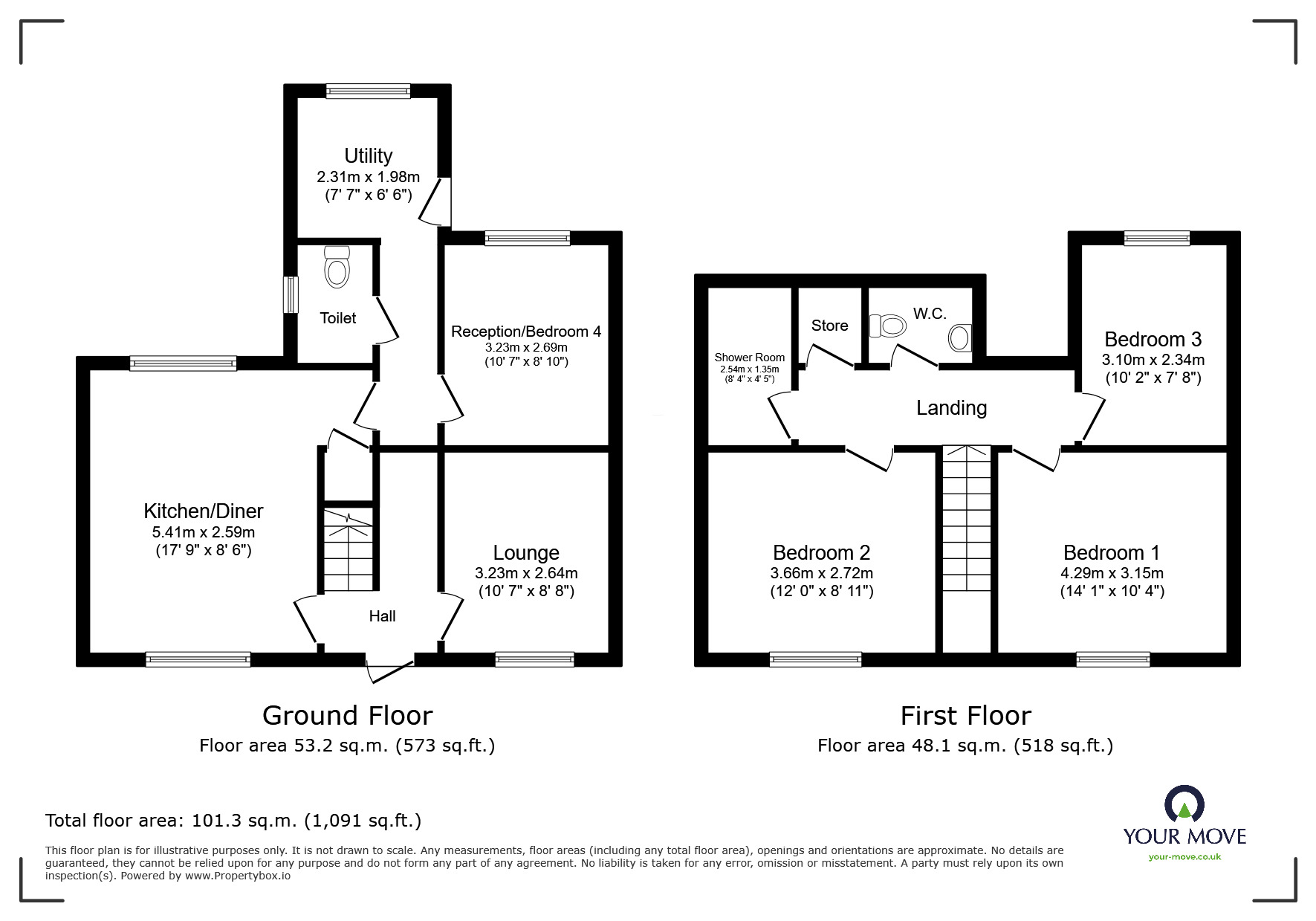 Floorplan of 3 bedroom Mid Terrace House for sale, Mersey Road, Tonbridge, Kent, TN10